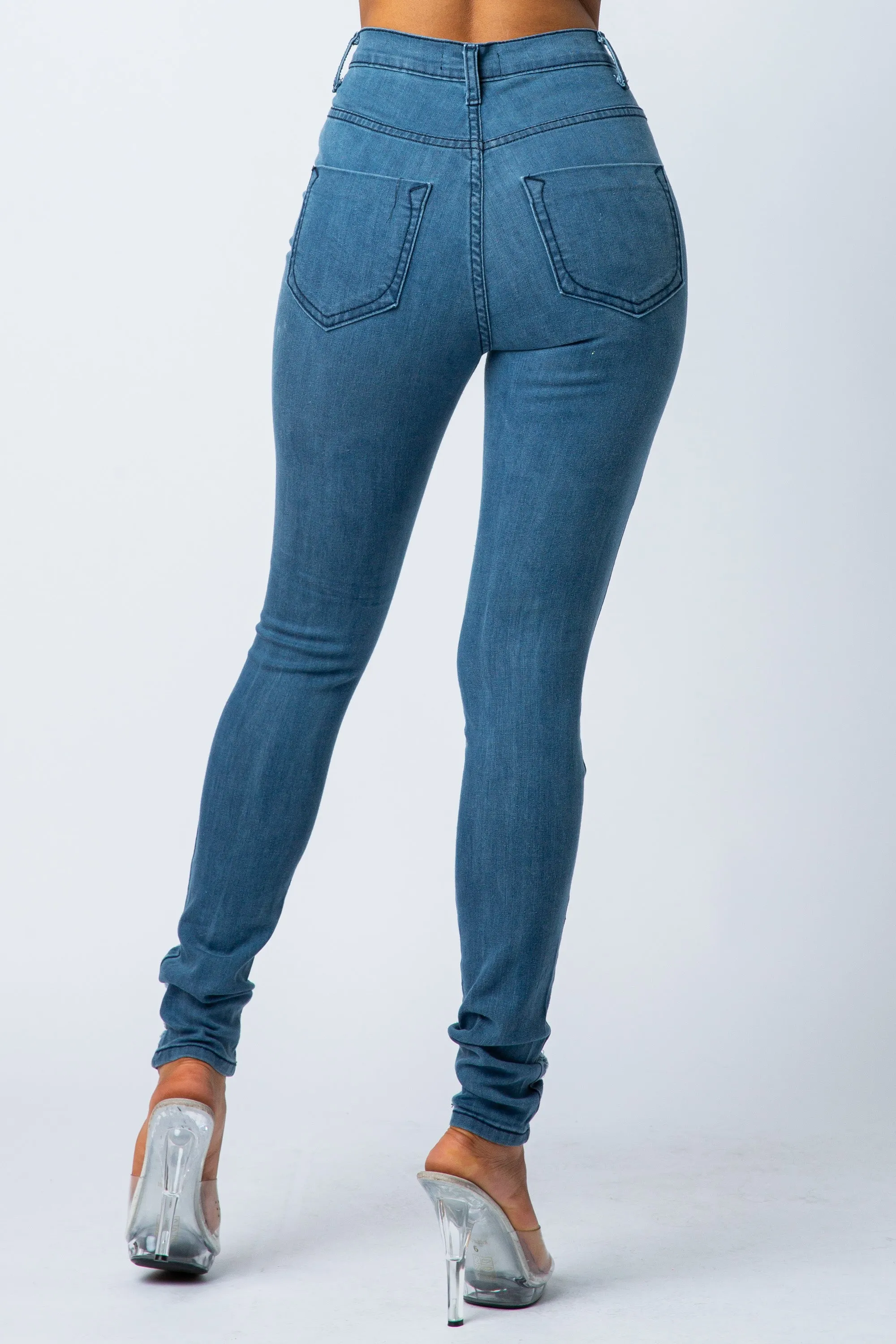 4192 Super High Waisted Distressed Skinny Jeans