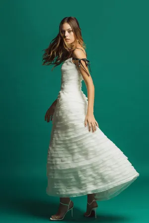 A-line Dress with Layers and Pleats
