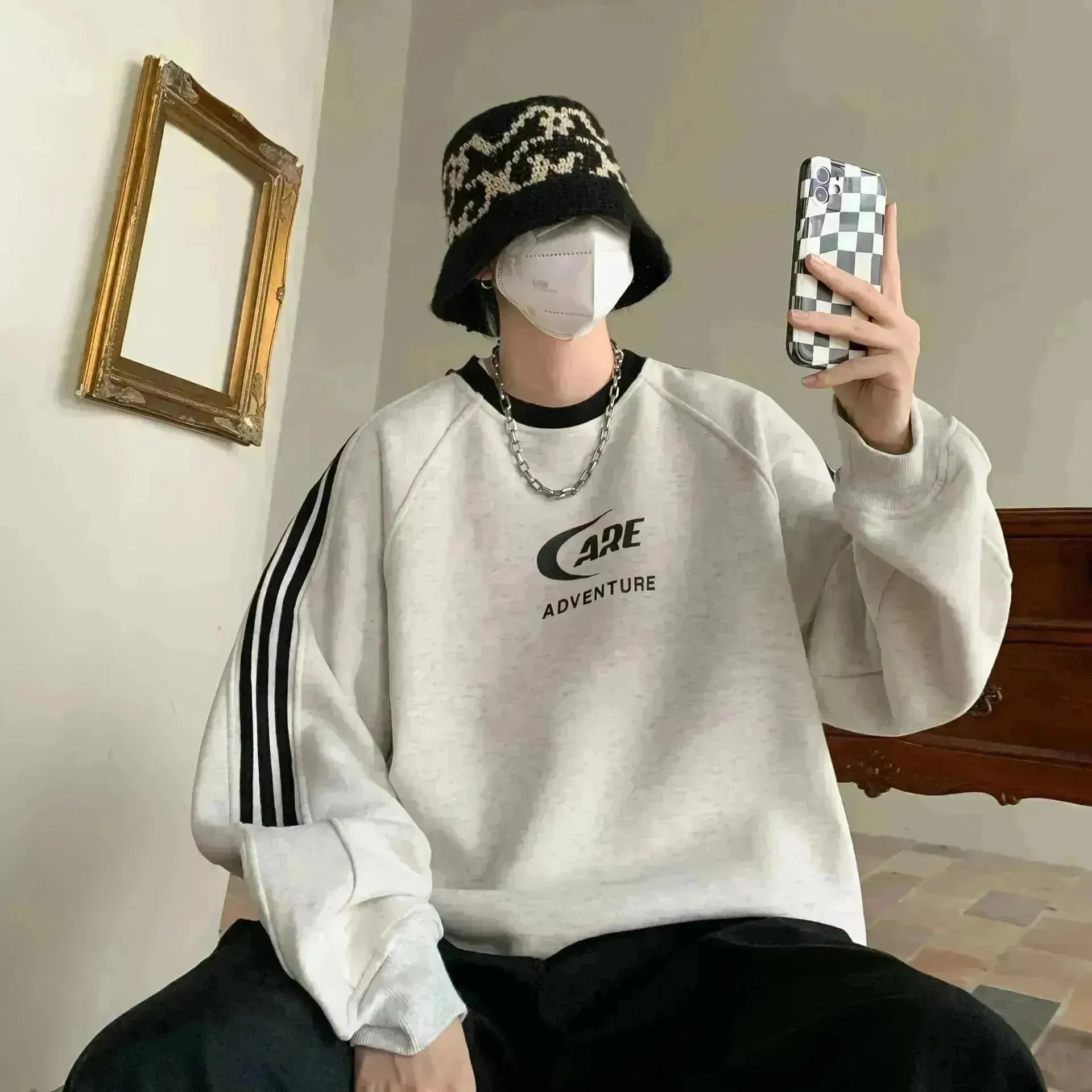 American Teenagers Casual Oversized Hoodie Pullover tops sweatshirt for men