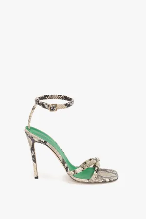 Anne Sandal In Cream Printed Snakeskin