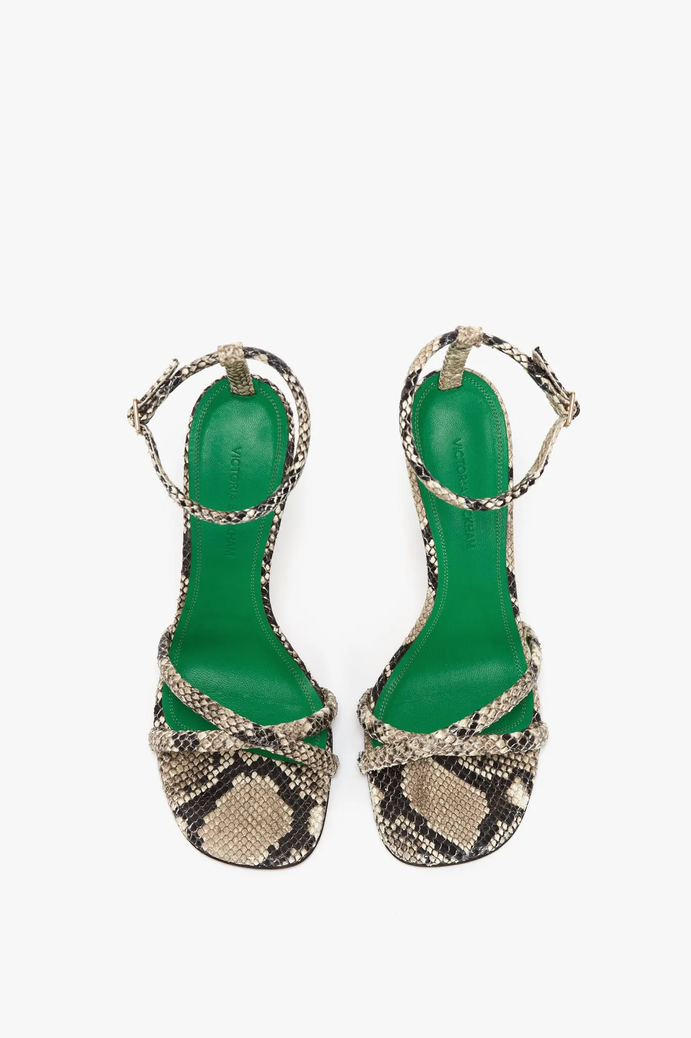 Anne Sandal In Cream Printed Snakeskin