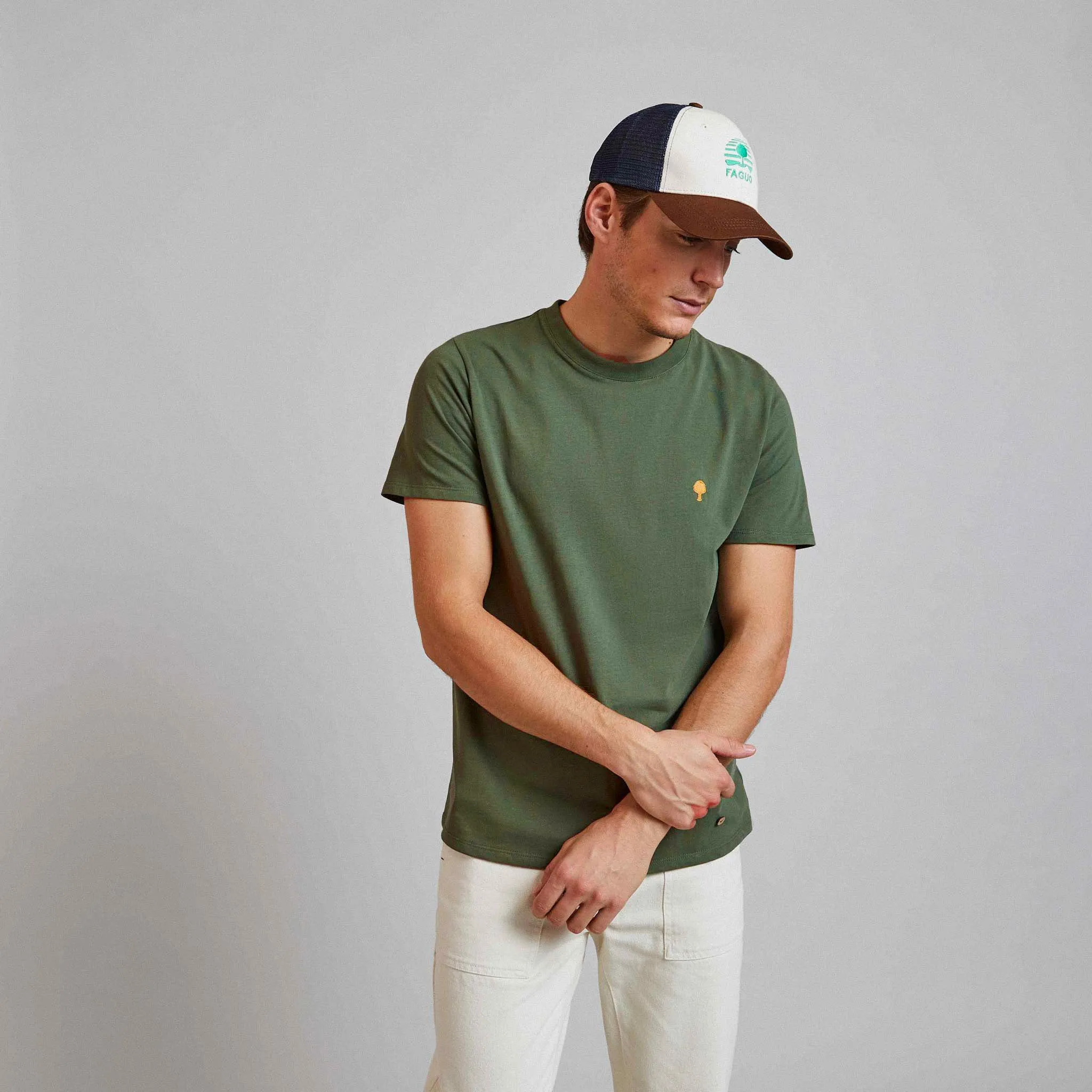 Arcy Basic Cotton T-Shirt | Kaki