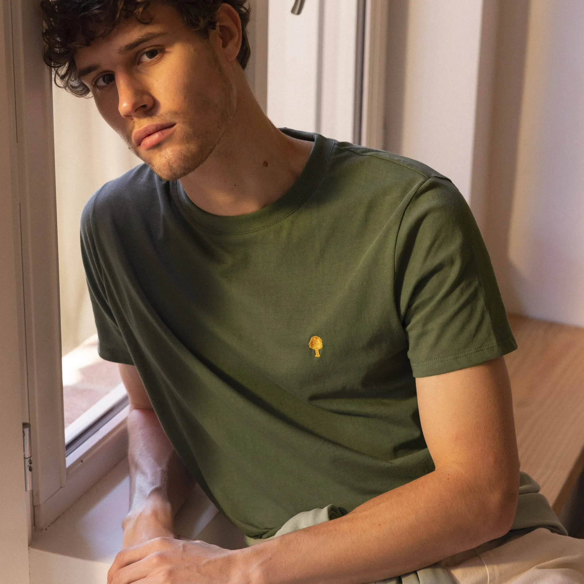 Arcy Basic Cotton T-Shirt | Kaki