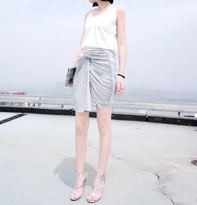 Avery Knot Detail Jersey Skirt - Grey
