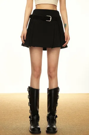 Belted  A-line college  skirt