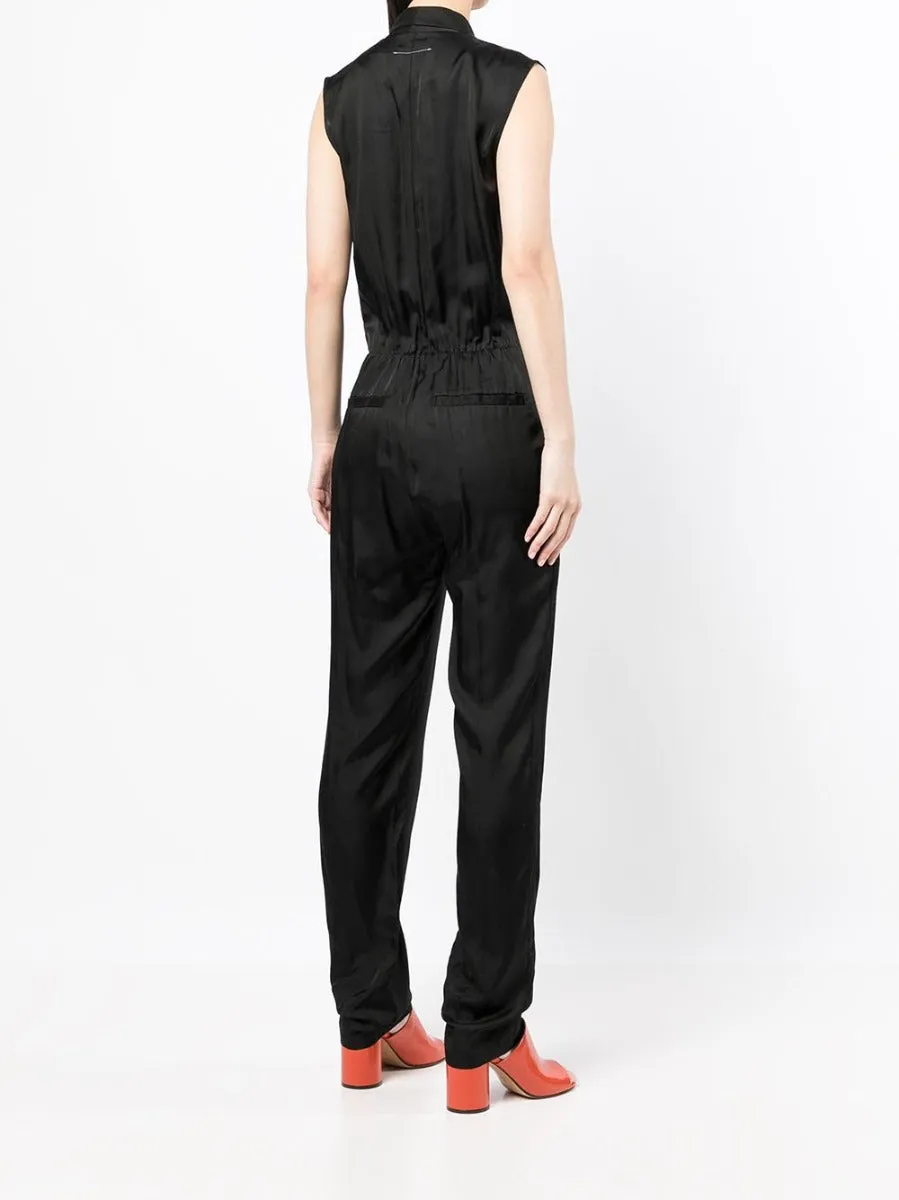 Black Sleeveless Wrap Jumpsuit