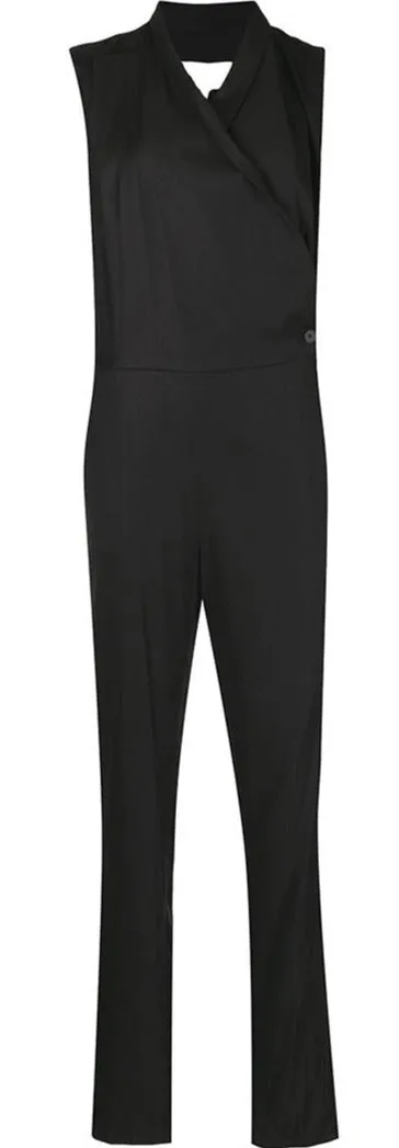 Black Sleeveless Wrap Jumpsuit