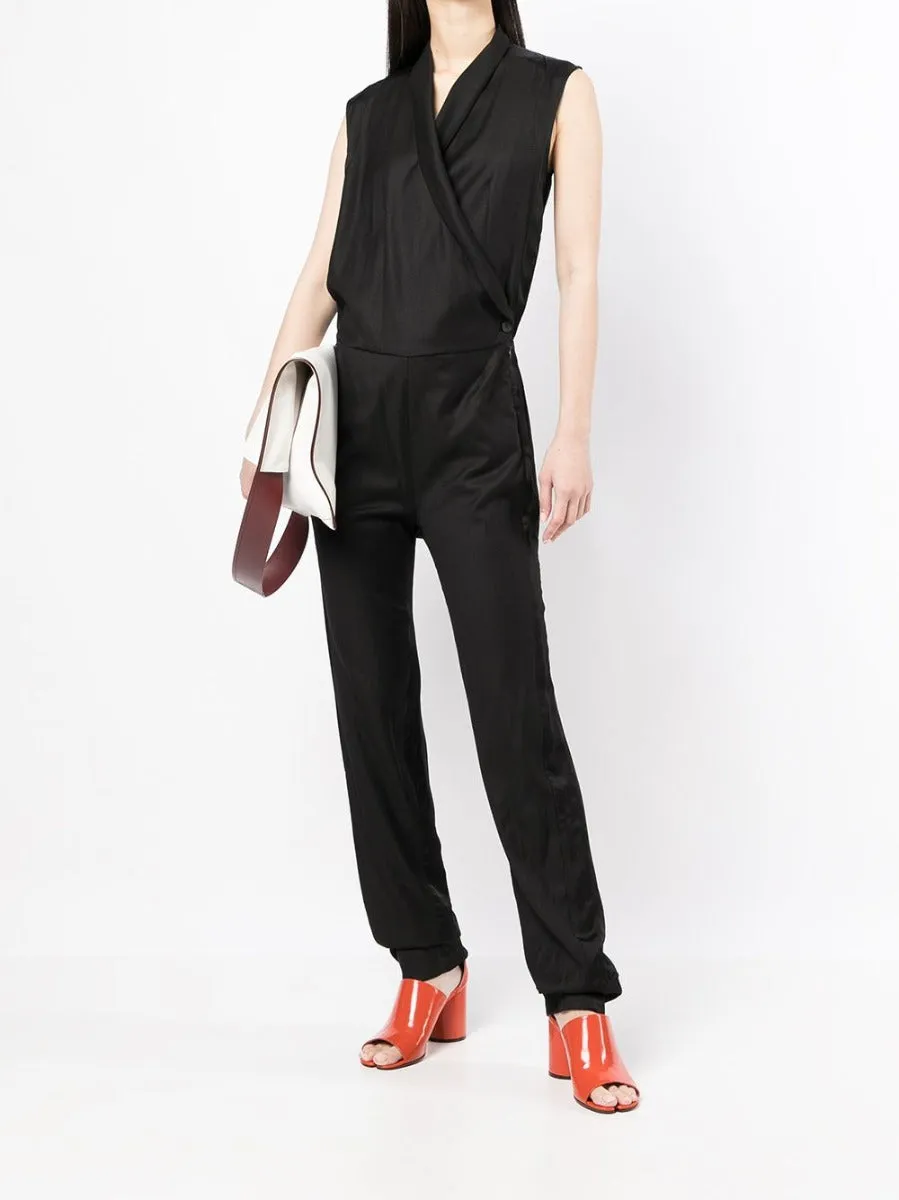 Black Sleeveless Wrap Jumpsuit