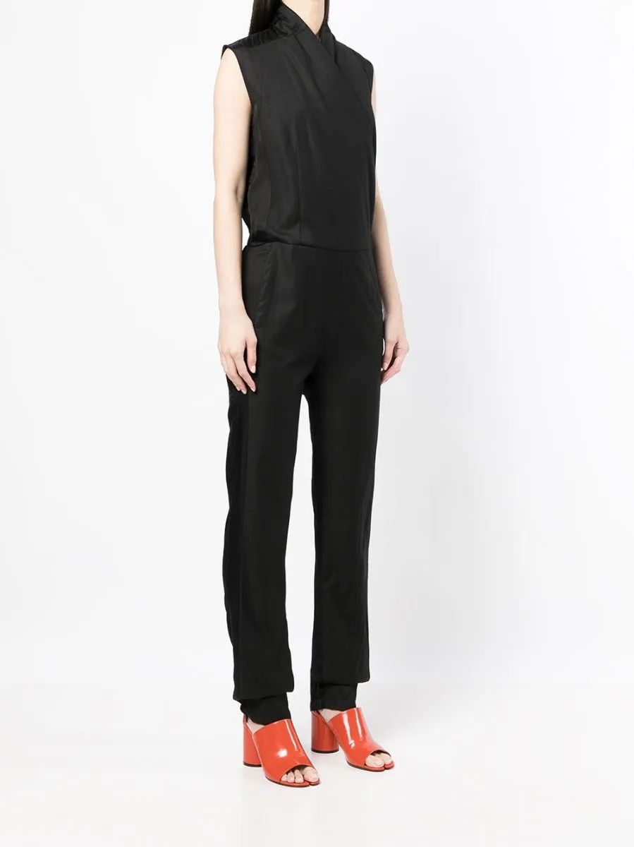 Black Sleeveless Wrap Jumpsuit