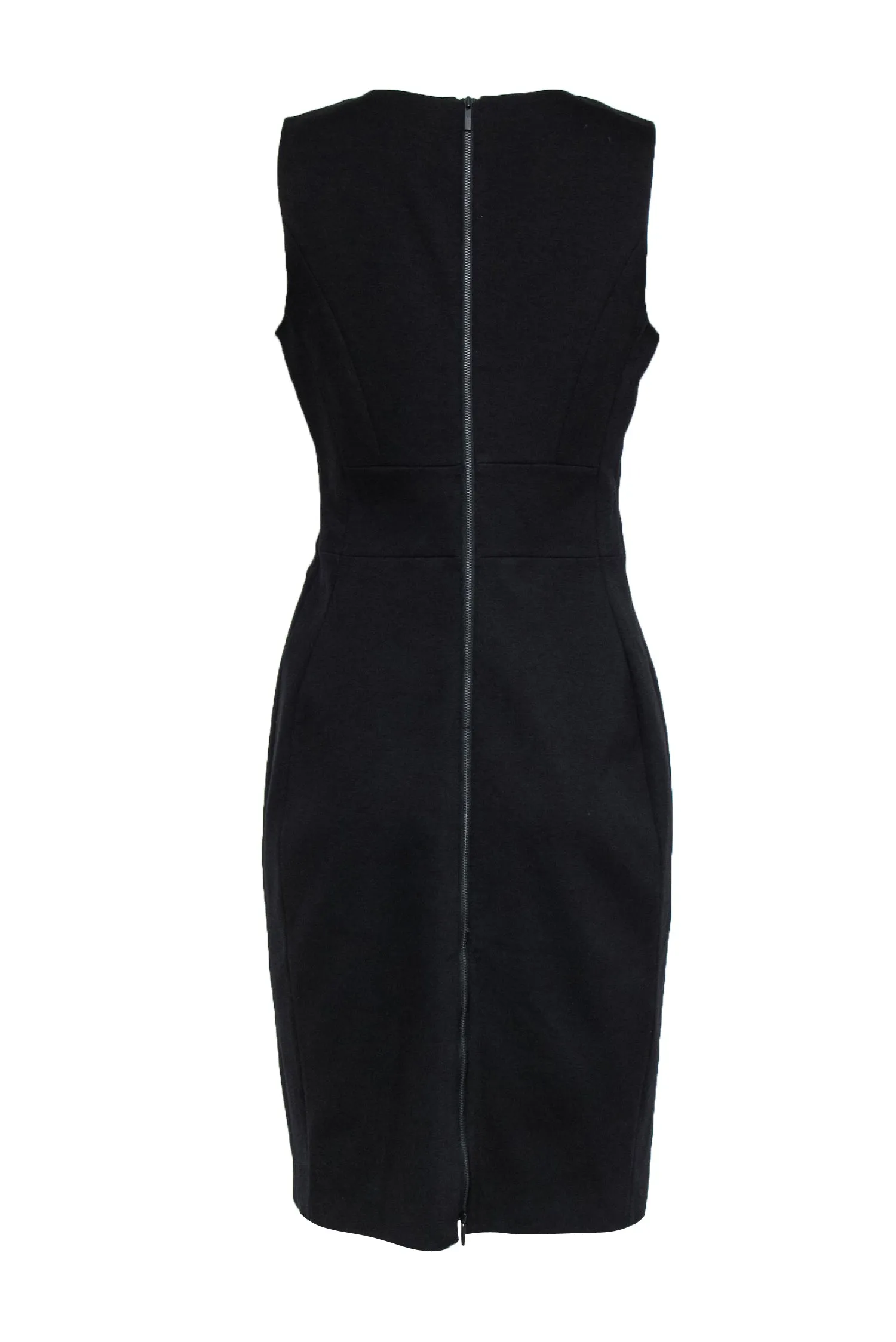 Classiques Entier - Black Leather & Stretch Knit Sheath Dress Sz 8