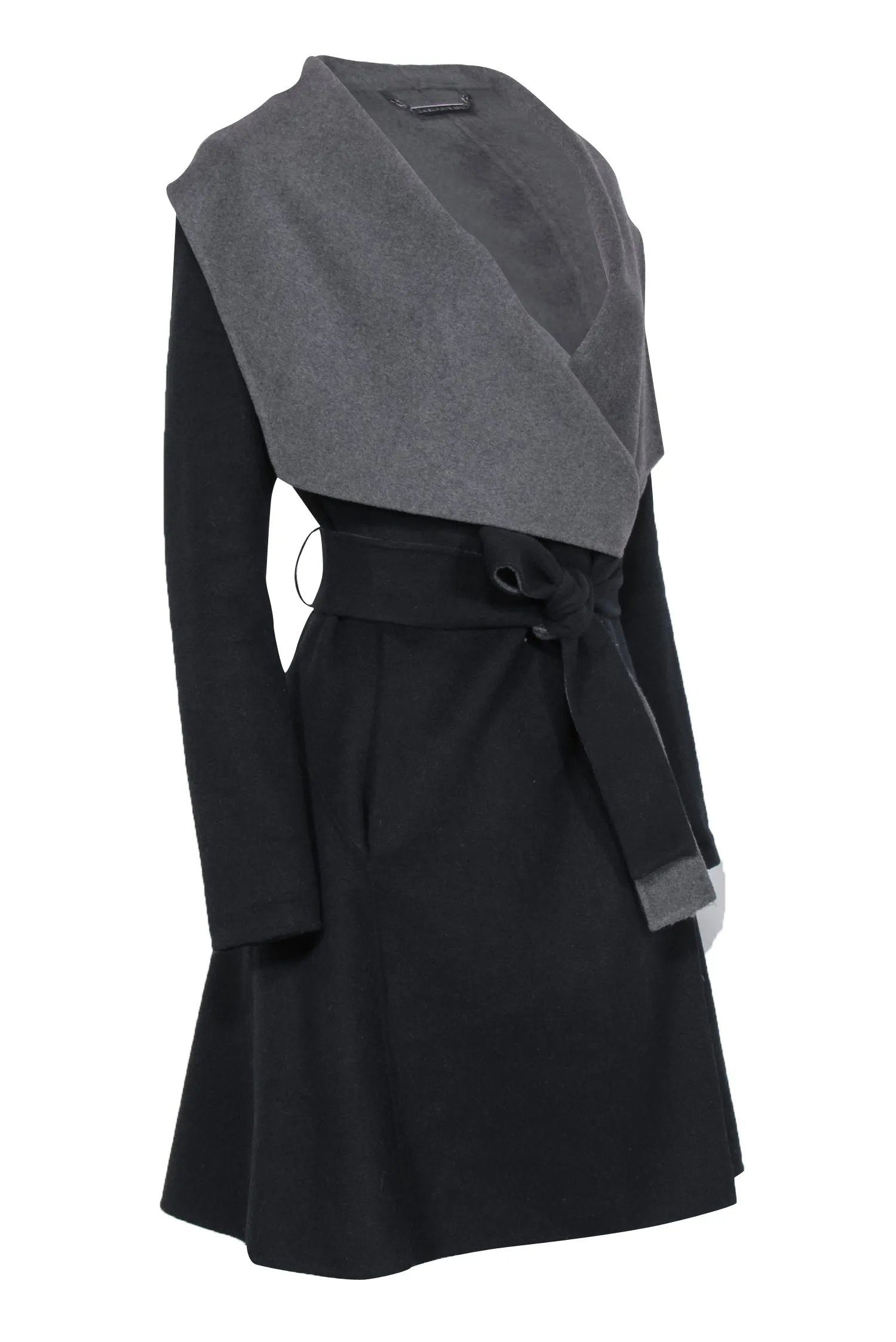 Diane von Furstenberg - Navy & Grey Draped Reversible Longline Coat Sz M