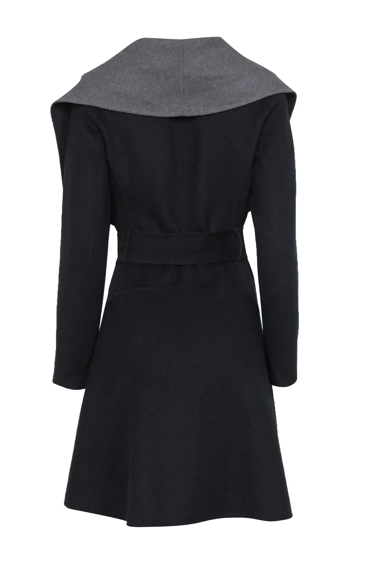 Diane von Furstenberg - Navy & Grey Draped Reversible Longline Coat Sz M