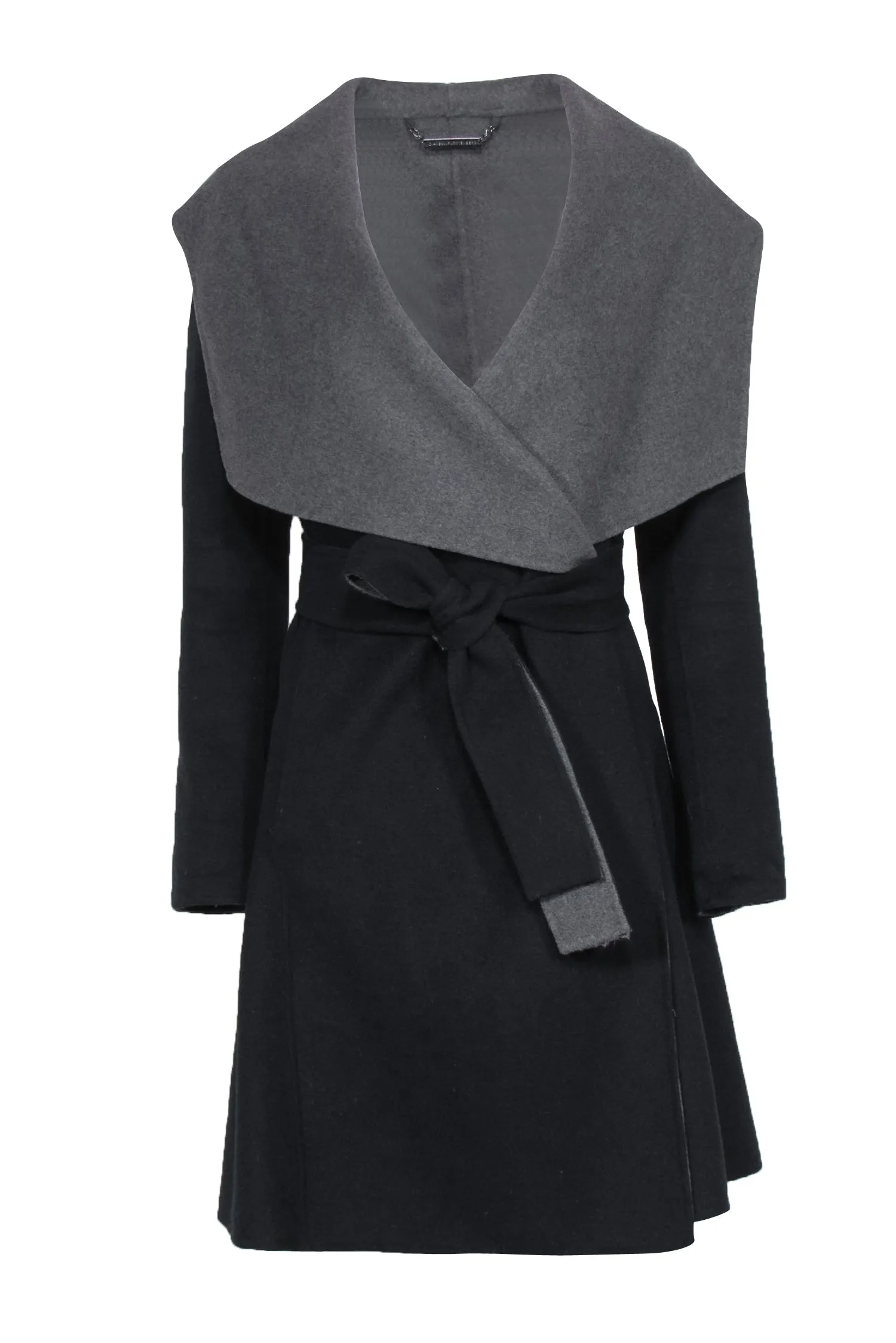Diane von Furstenberg - Navy & Grey Draped Reversible Longline Coat Sz M
