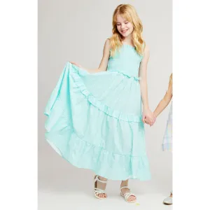 Ditsy Floral Print Poplin Maxi Dress (Size 7-16 Years) | Aqua