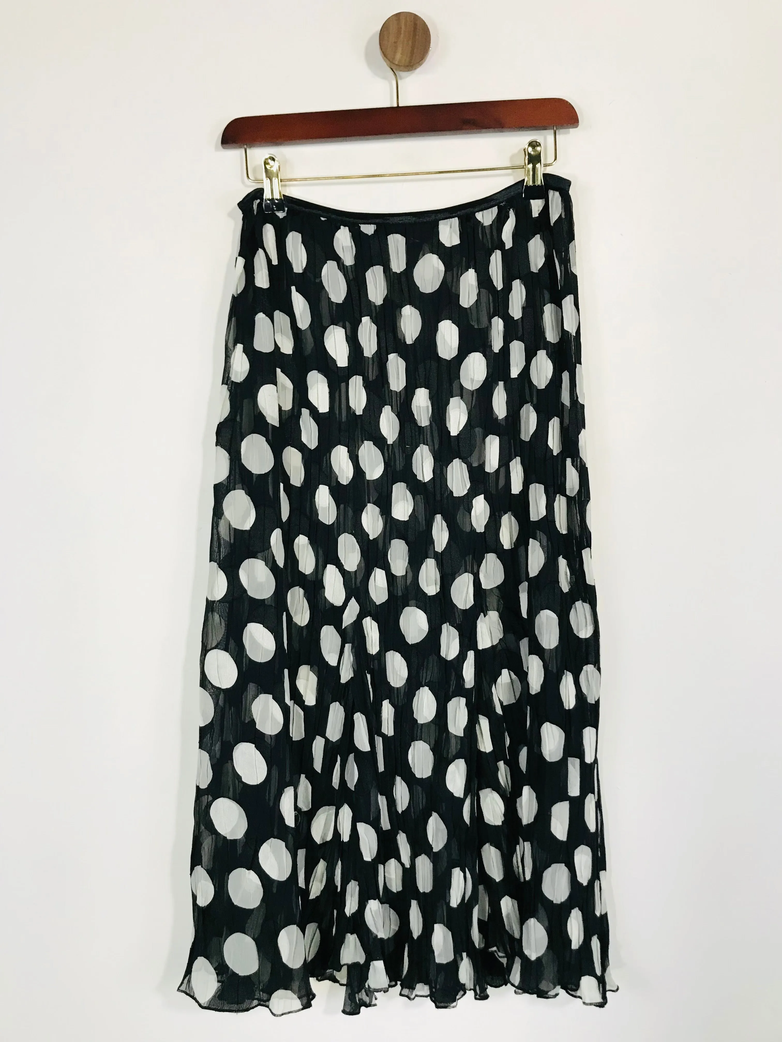 East Women's Polka Dot Pleated A-Line Skirt | L UK14 | Black