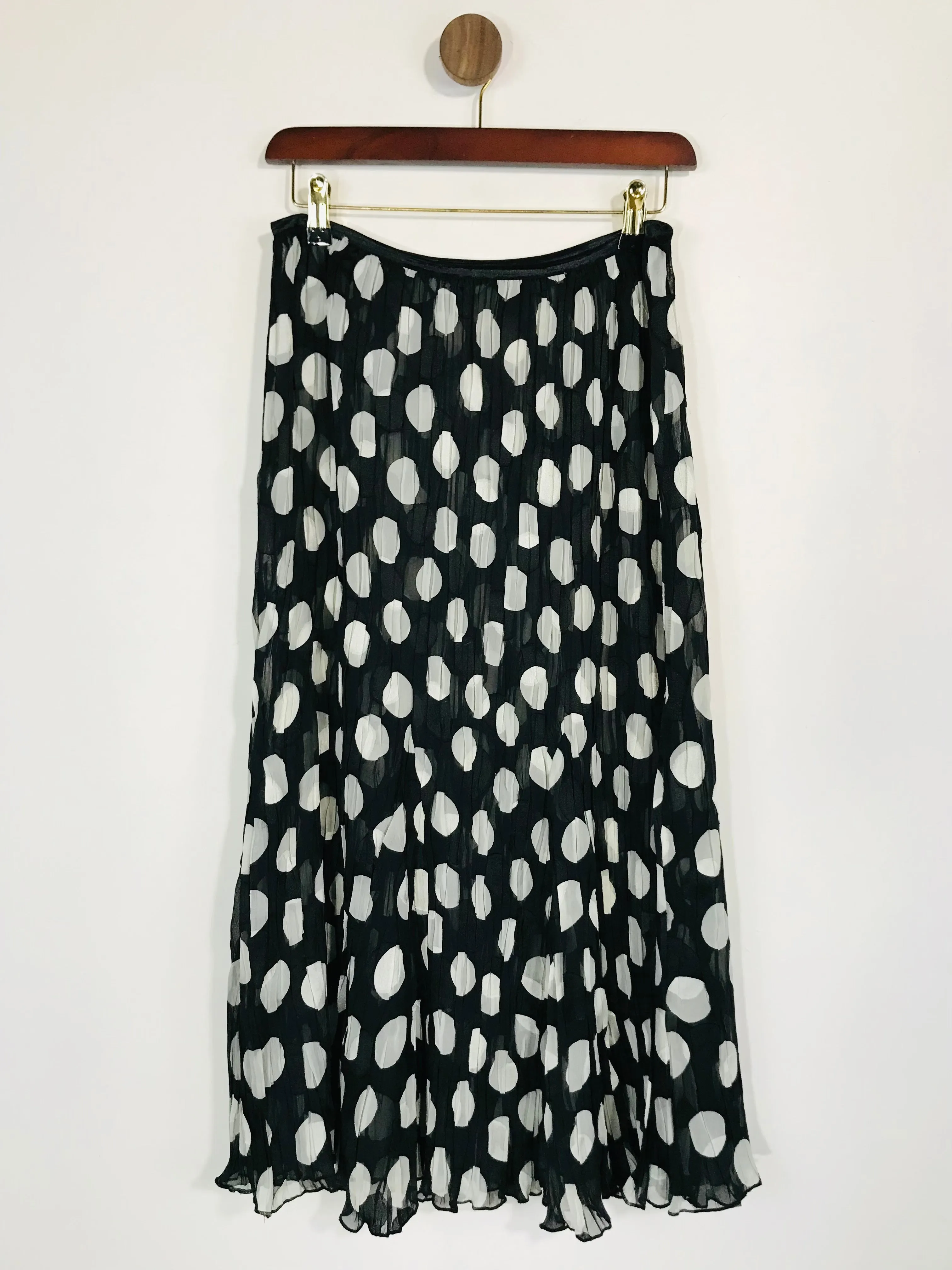 East Women's Polka Dot Pleated A-Line Skirt | L UK14 | Black