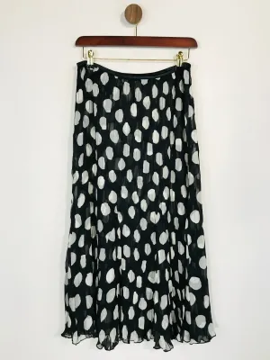 East Women's Polka Dot Pleated A-Line Skirt | L UK14 | Black