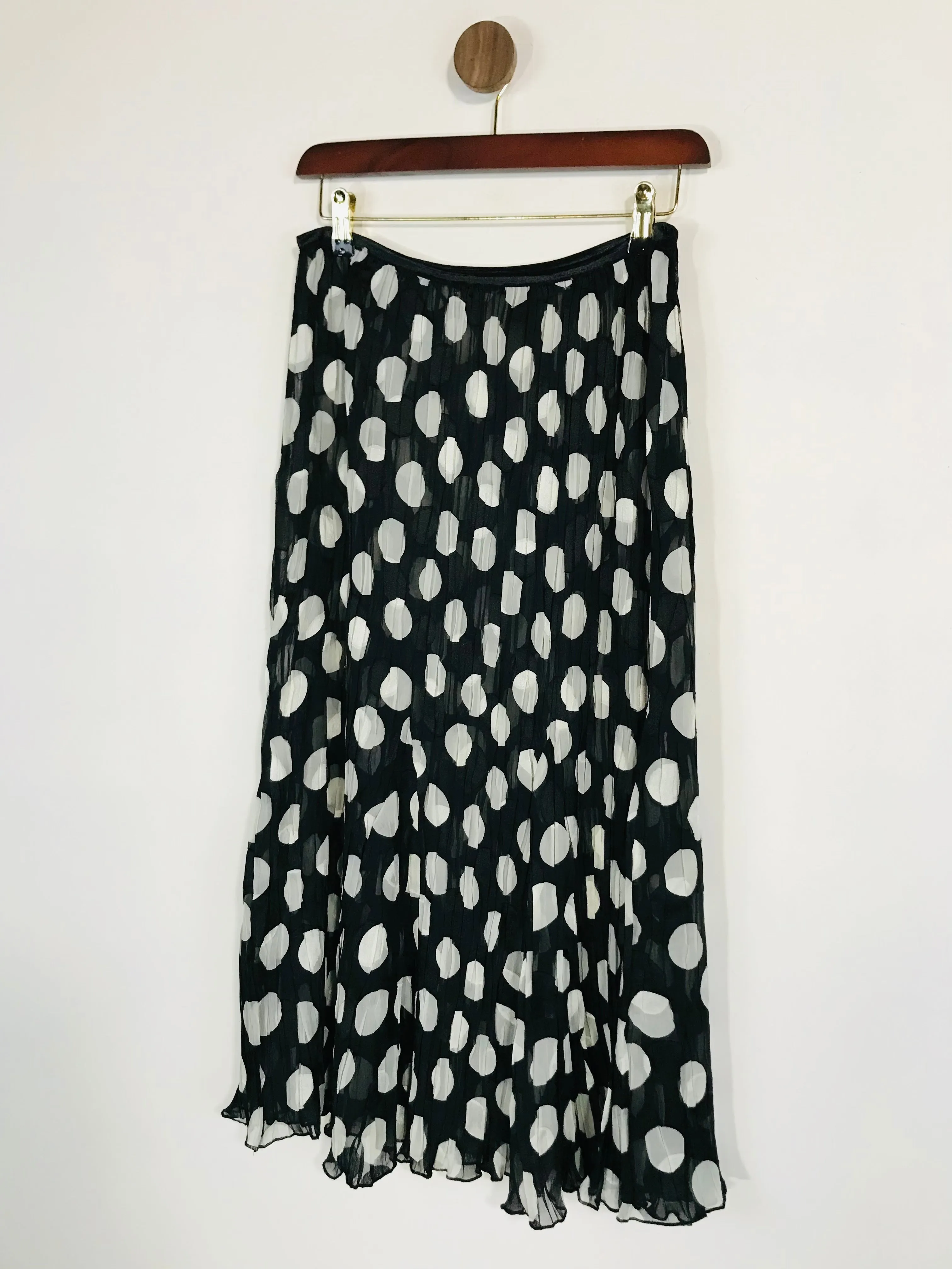 East Women's Polka Dot Pleated A-Line Skirt | L UK14 | Black