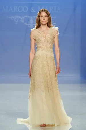 Embroidered A-line Tulle Sleeveless Dress