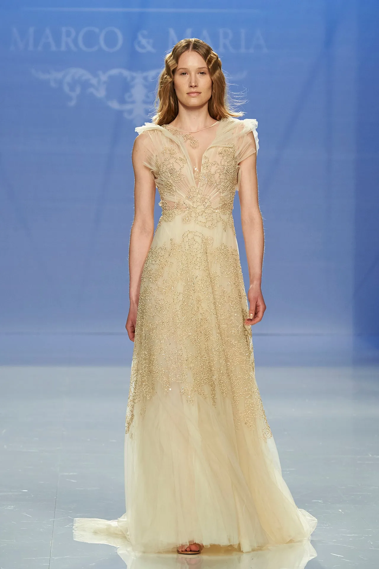 Embroidered A-line Tulle Sleeveless Dress