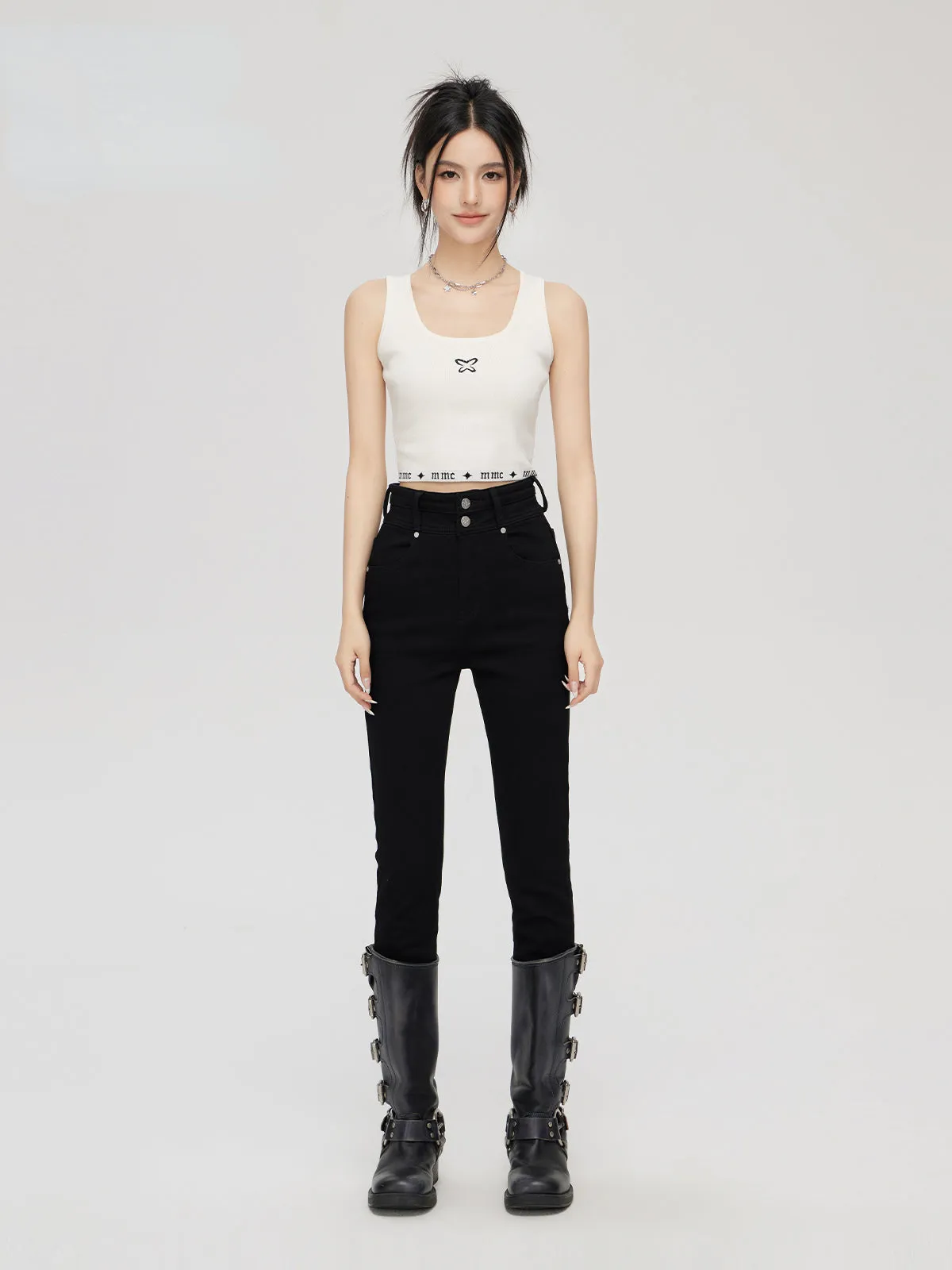 (Final Sale) Black High-Waisted Skinny Jeans