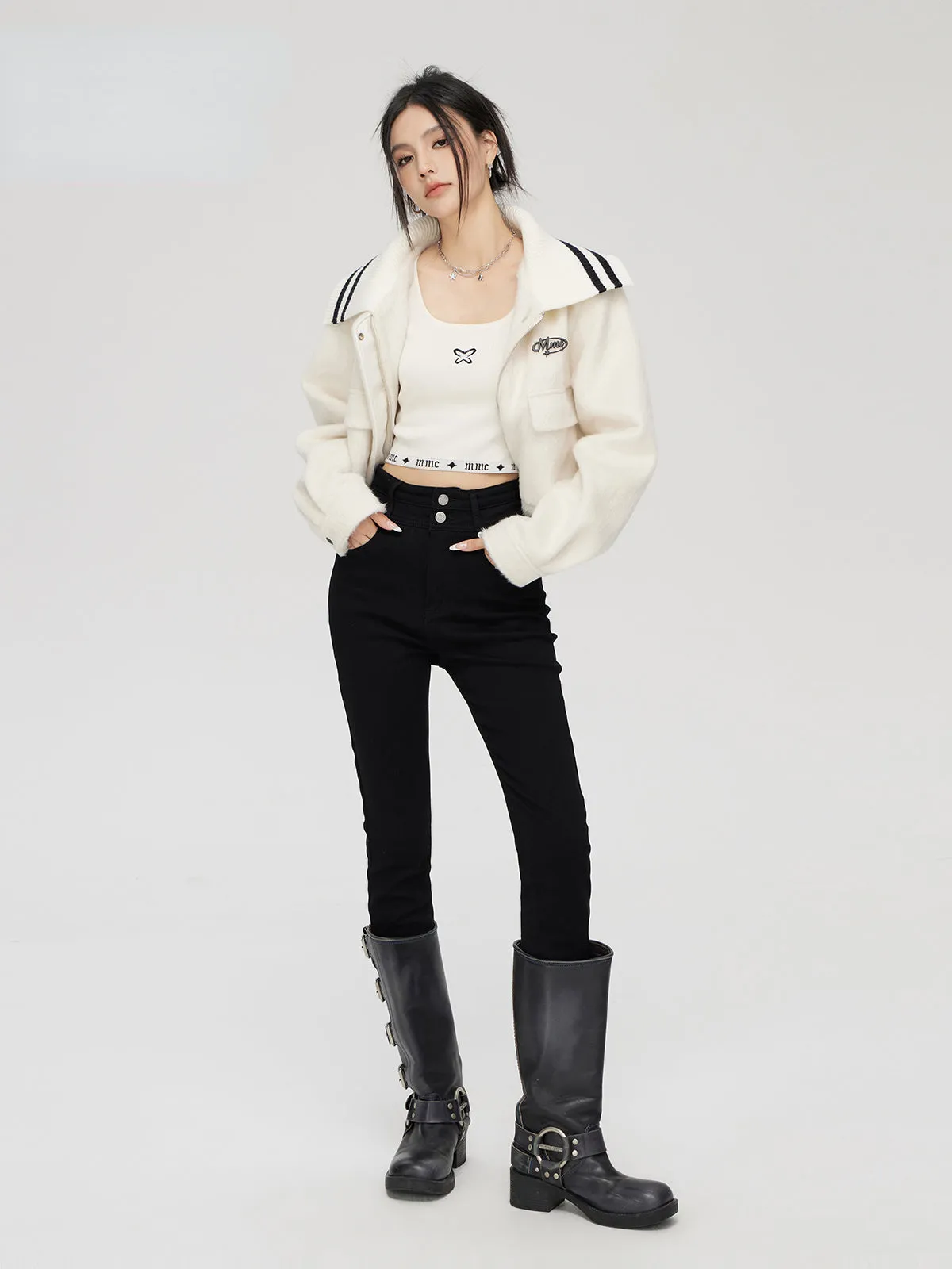(Final Sale) Black High-Waisted Skinny Jeans