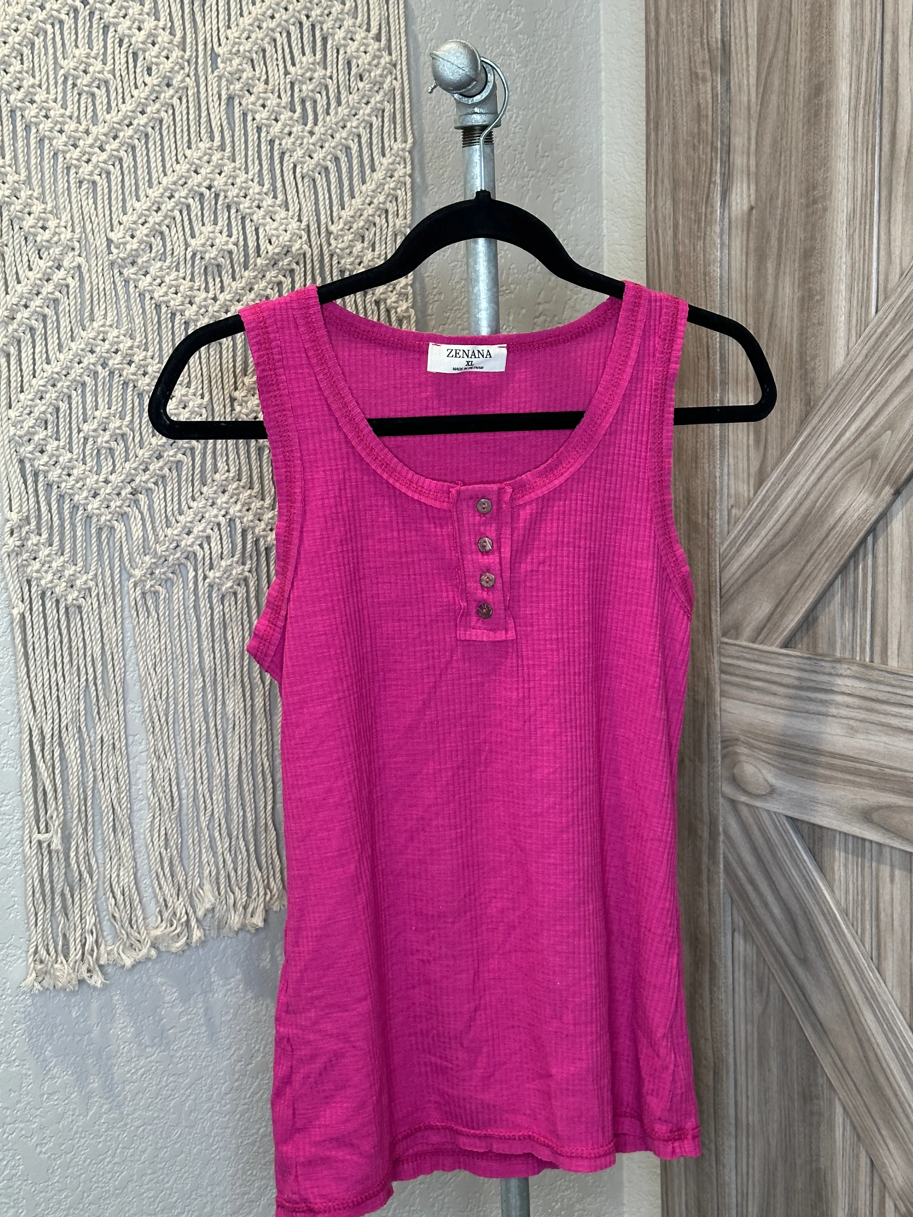 Fitted Summer Ribbed Tank Top with Button Details