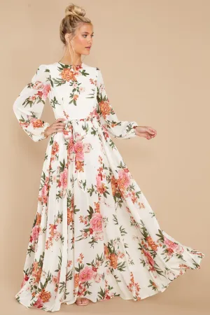 Flowers That Be Cream Floral Print Maxi Dress