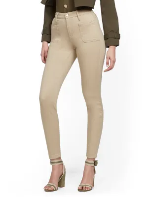 High-Waisted Curvy Super-Skinny Ankle Jeans - Khaki