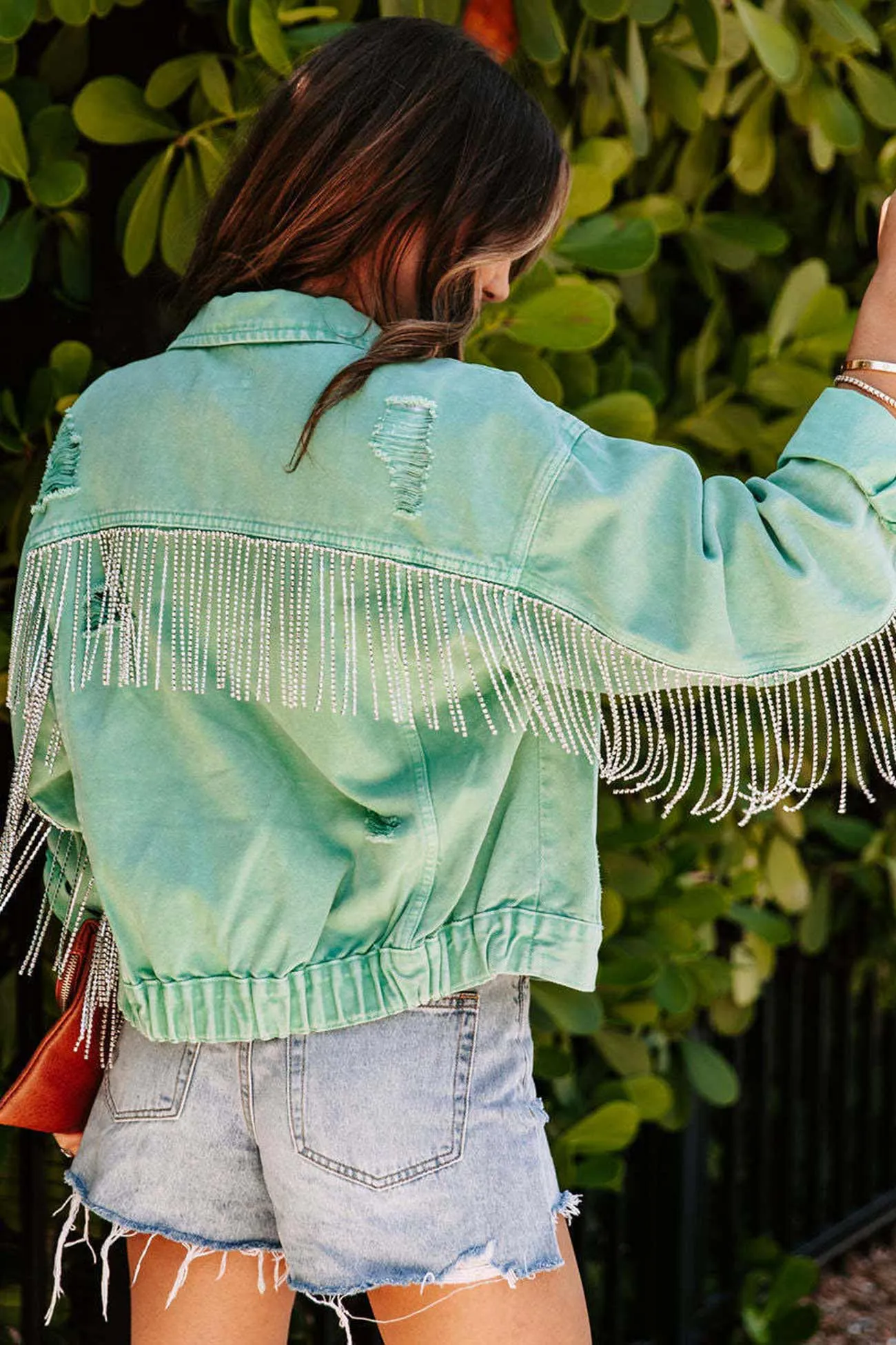 Ivyshape | Chain Tassel Denim Jacket