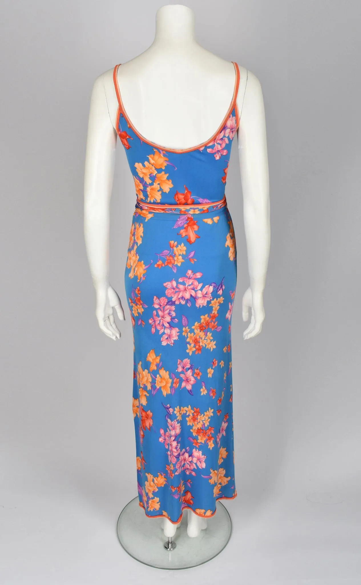 LEONARD 70's silk strappy floral print dress