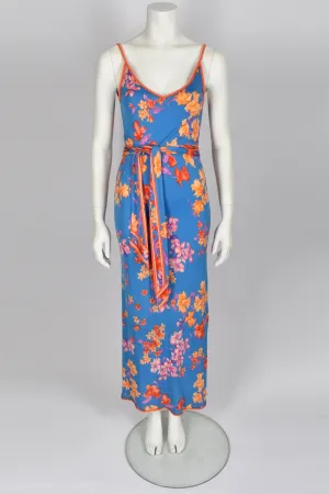 LEONARD 70's silk strappy floral print dress