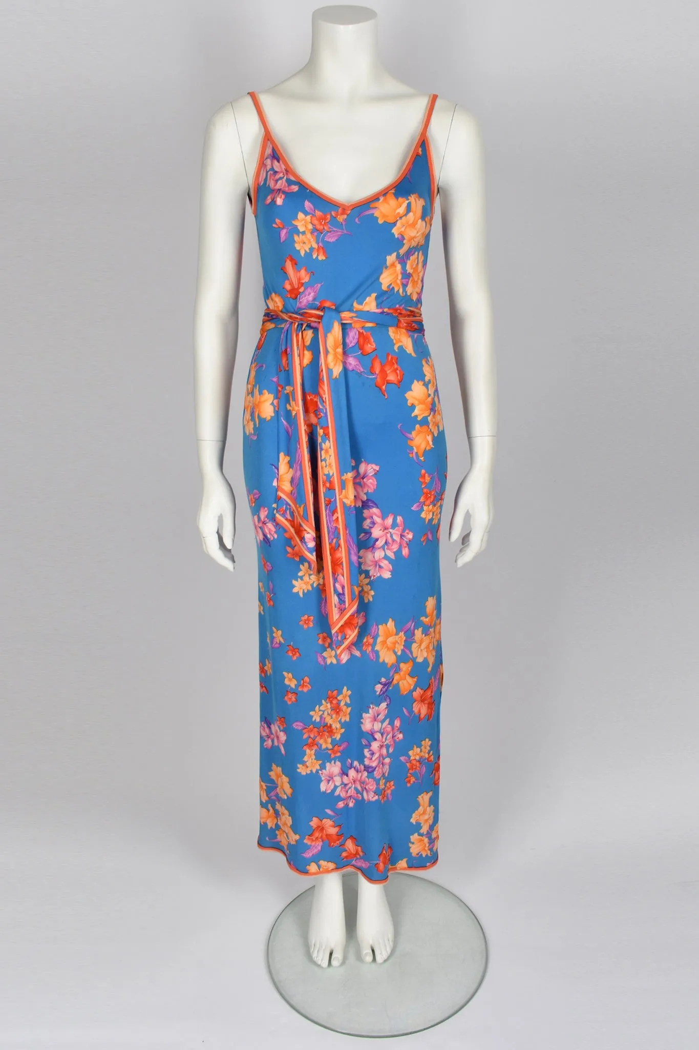 LEONARD 70's silk strappy floral print dress