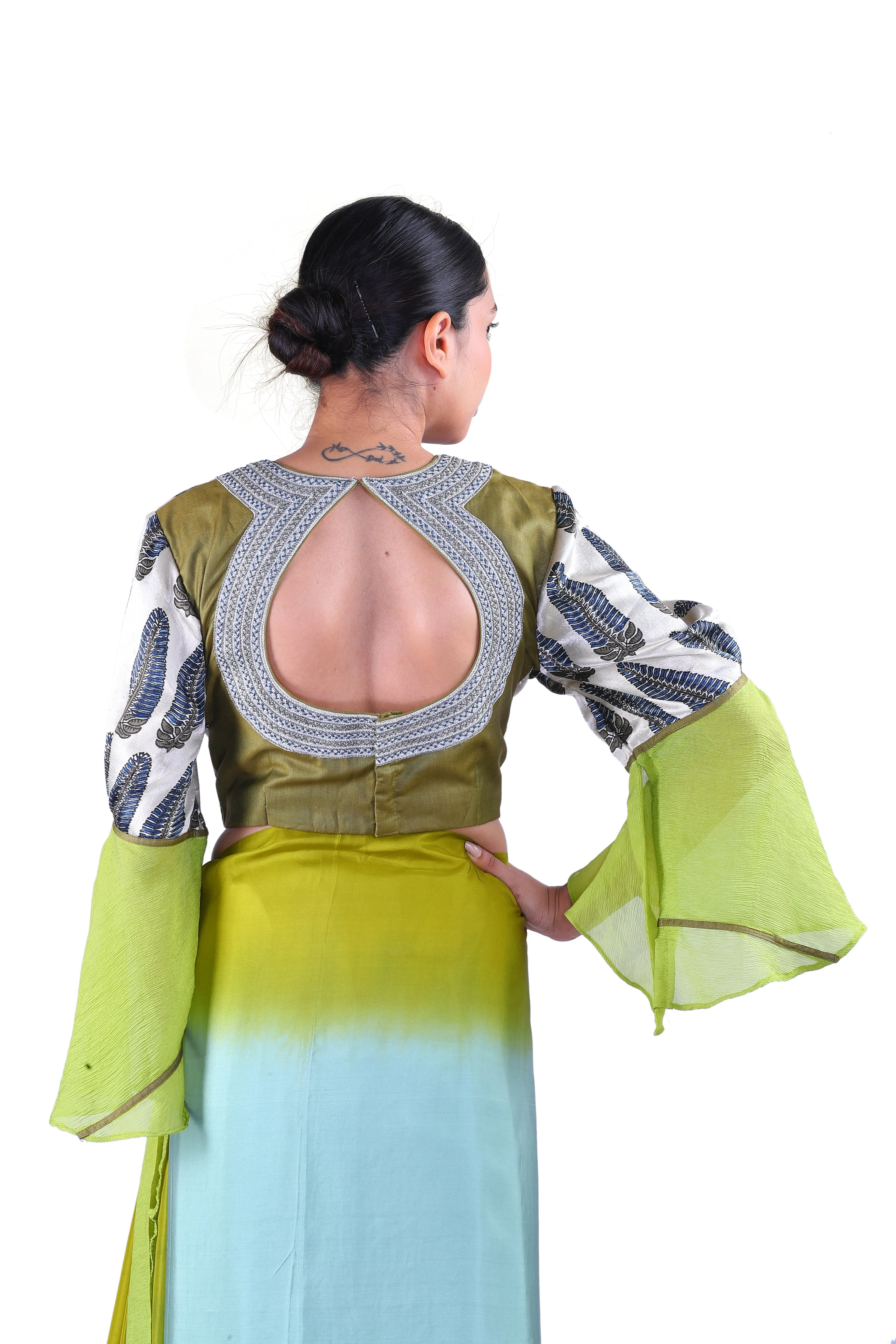 Light blue & Green silk Saree