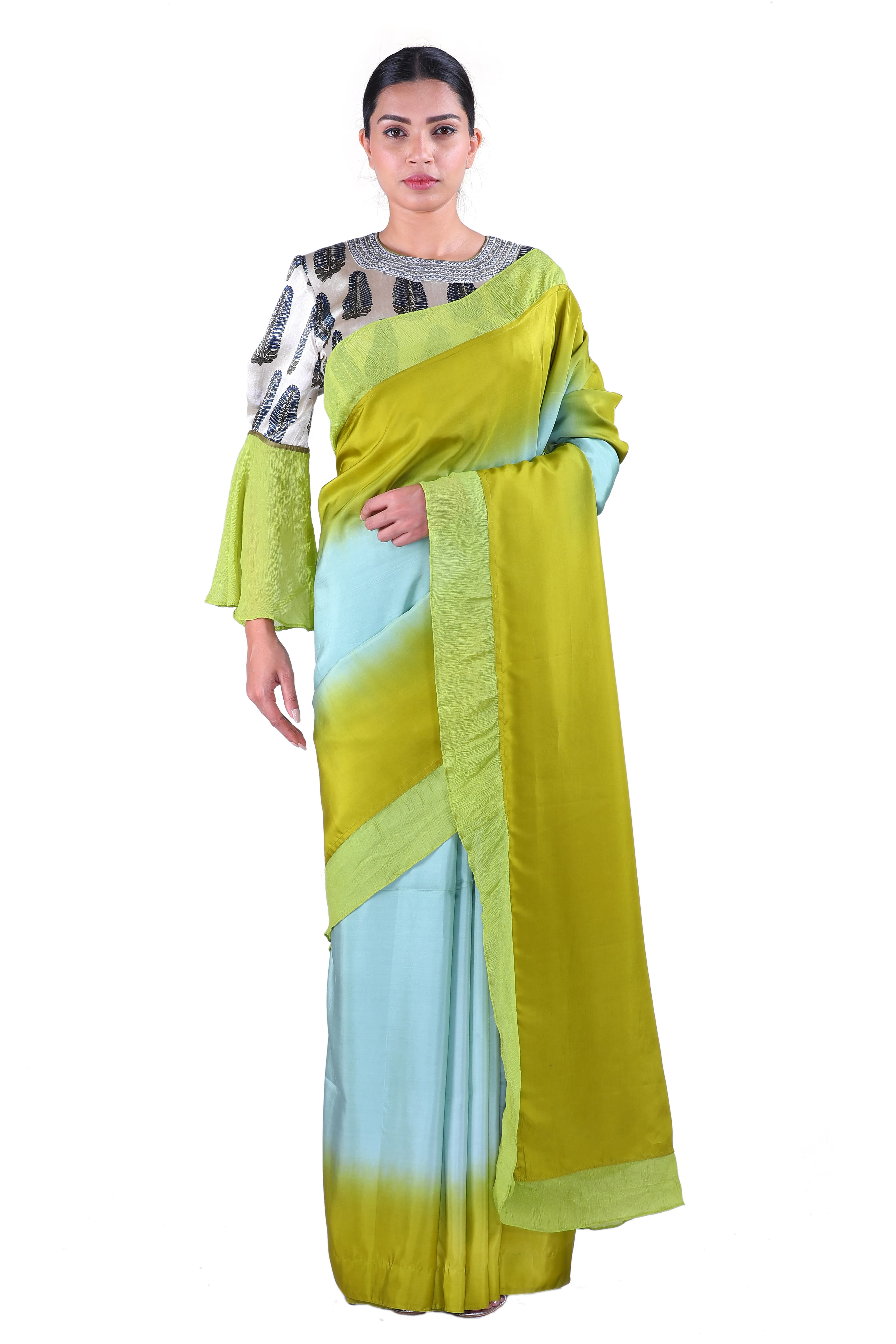 Light blue & Green silk Saree