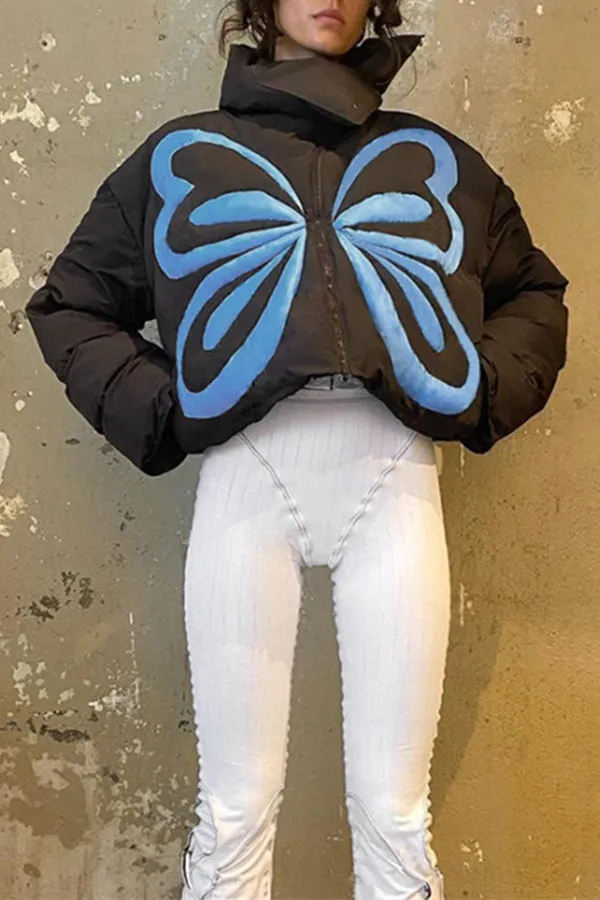 MB FASHION Butterfly Motif Puffer Jacket 0319AT