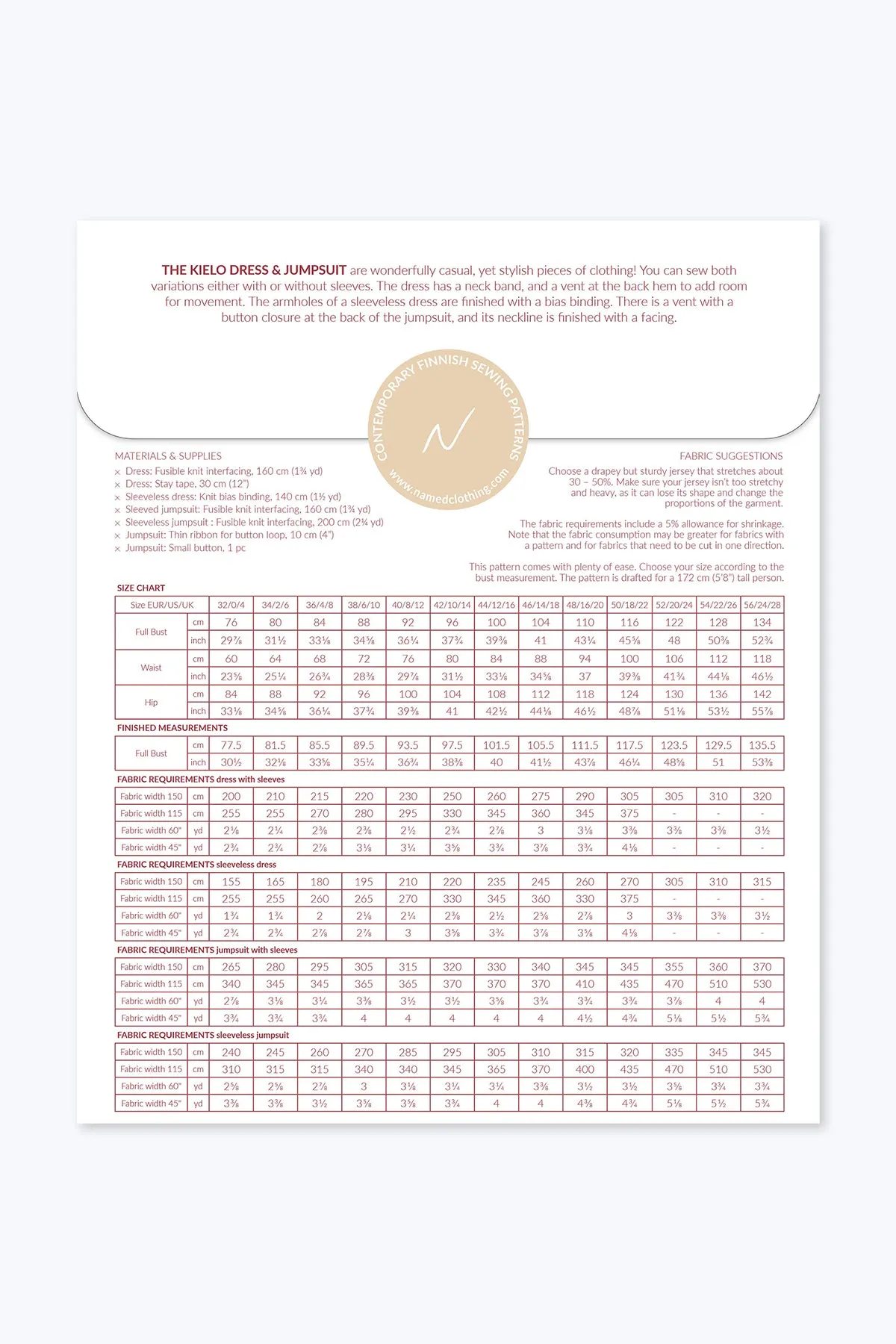 Named Clothing, Kielo Wrap Dress & Jumpsuit, Digital PDF Pattern