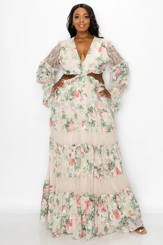 Nothing To Hide Floral Print Plus Size Maxi Dress