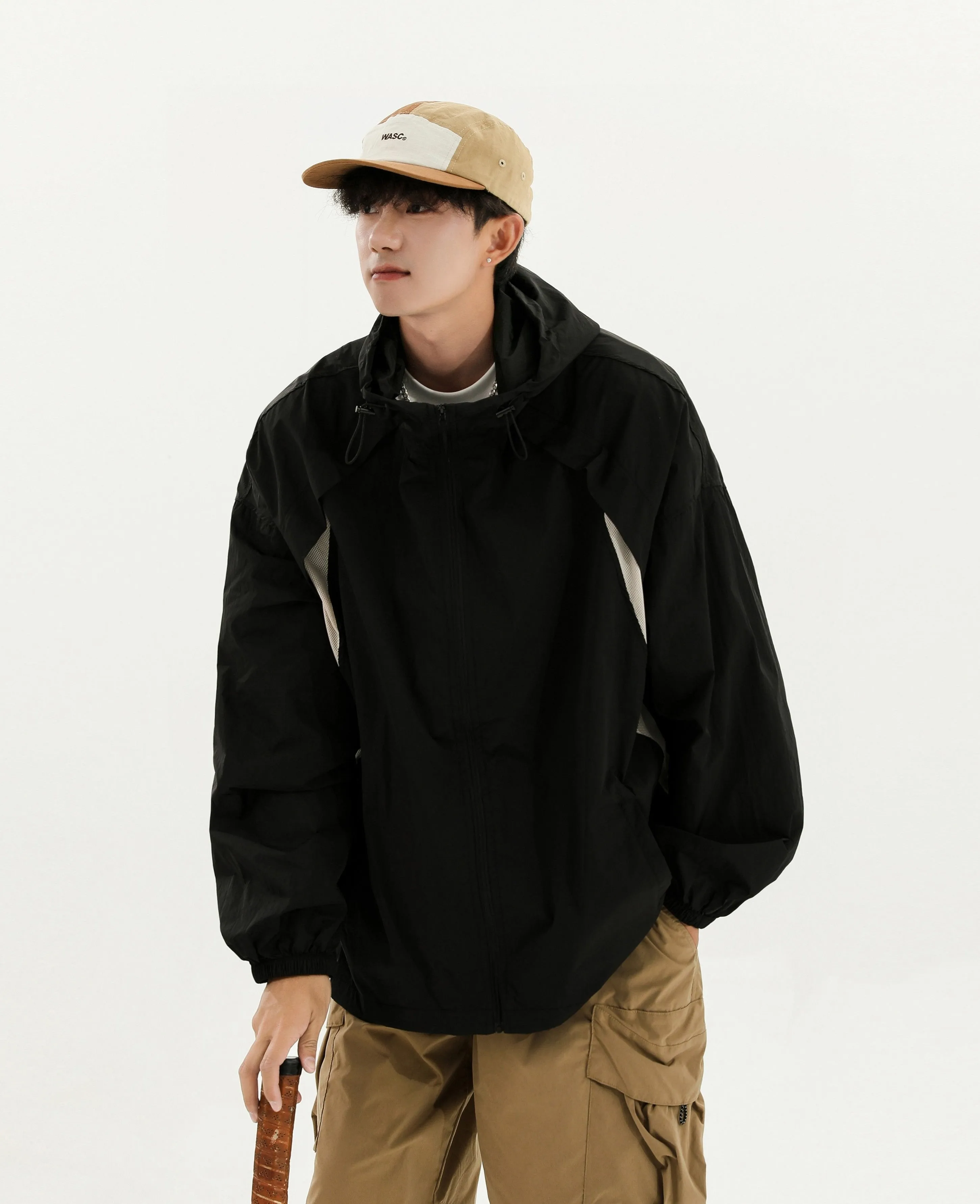 Oversized Lightweight Panelled Breathable Hooded Windbreaker
