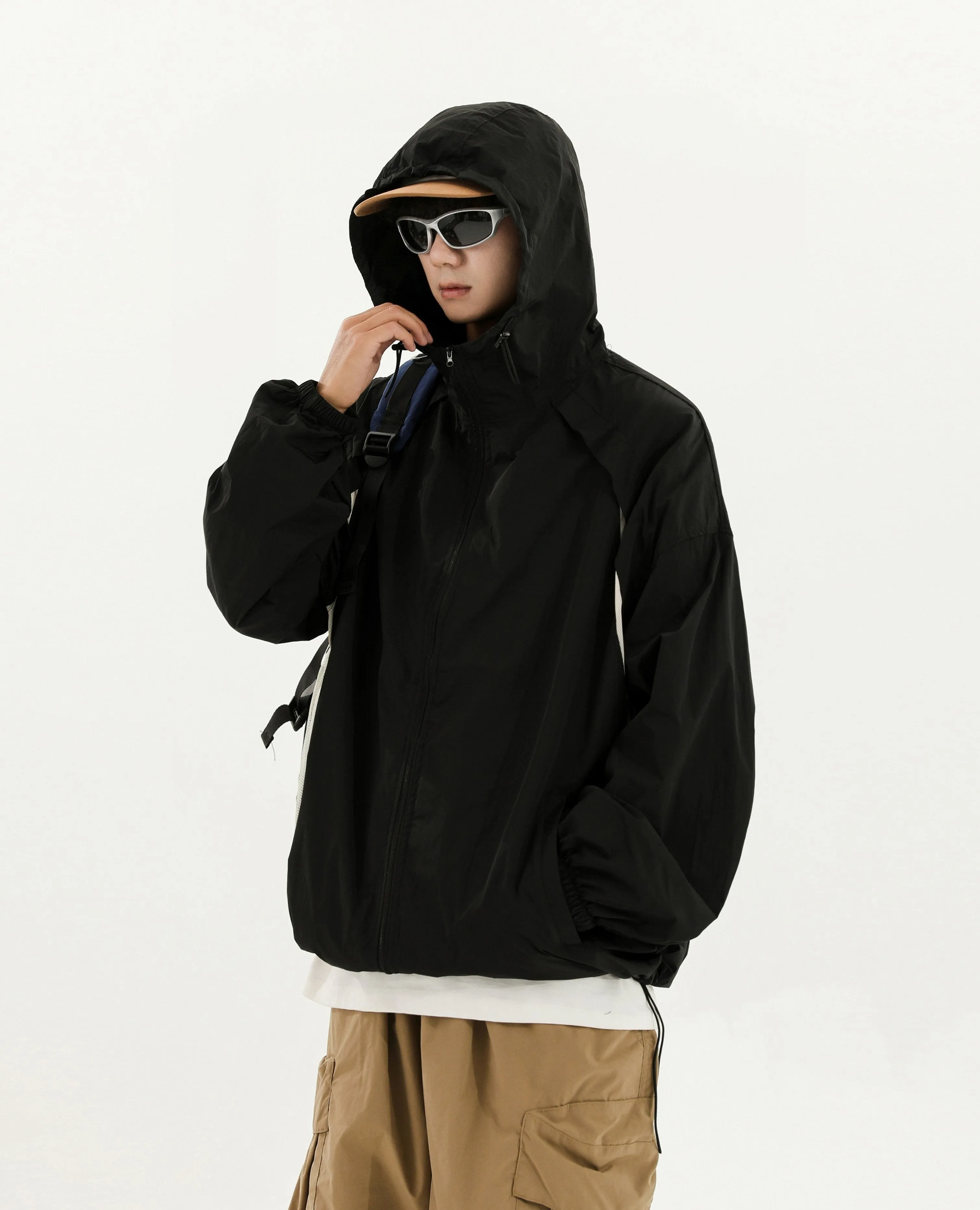 Oversized Lightweight Panelled Breathable Hooded Windbreaker