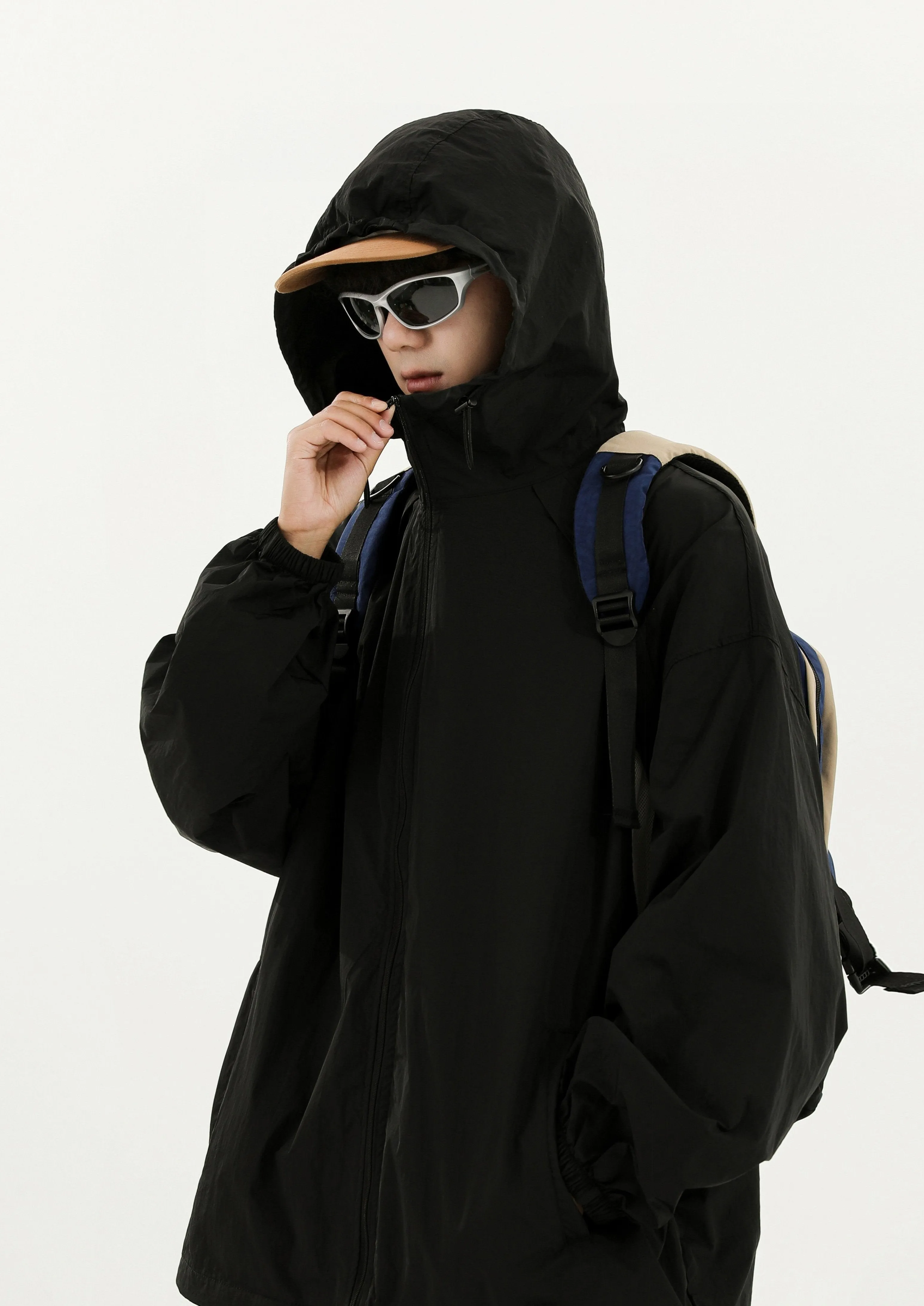 Oversized Lightweight Panelled Breathable Hooded Windbreaker
