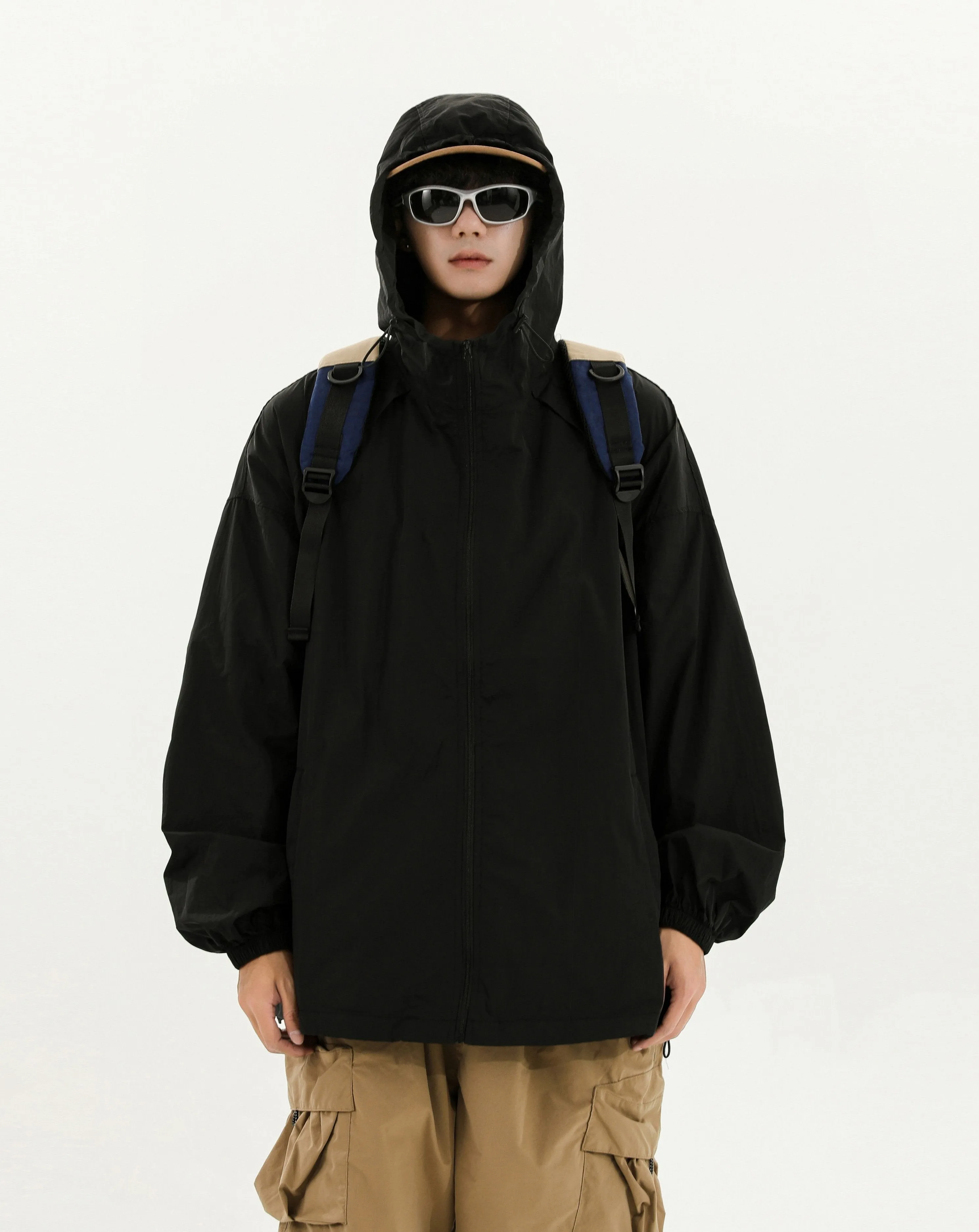 Oversized Lightweight Panelled Breathable Hooded Windbreaker