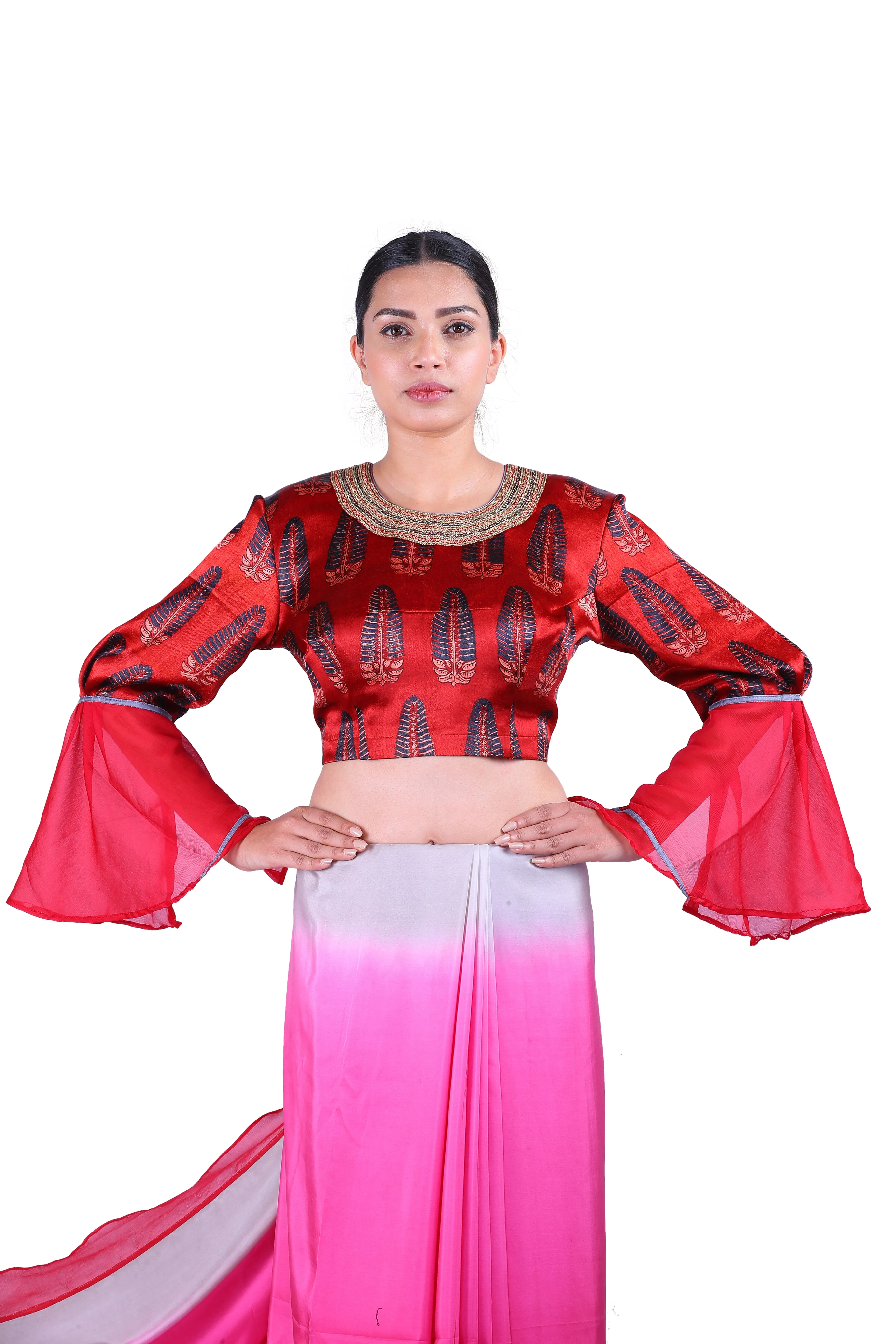 Pink & Grey silk Saree