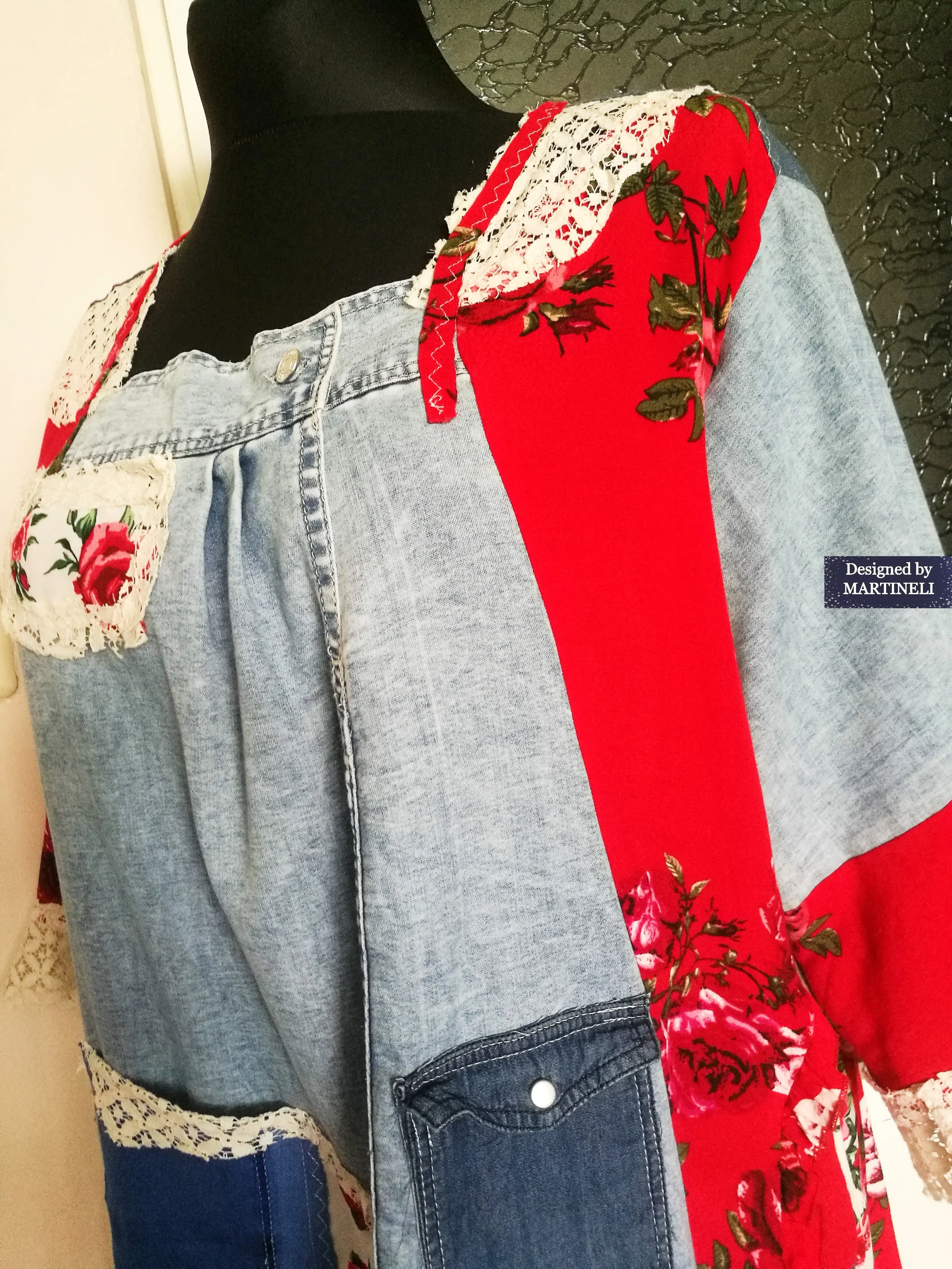 Plus Size Denim Dress 5XL Maxi Floral Shirt Dress