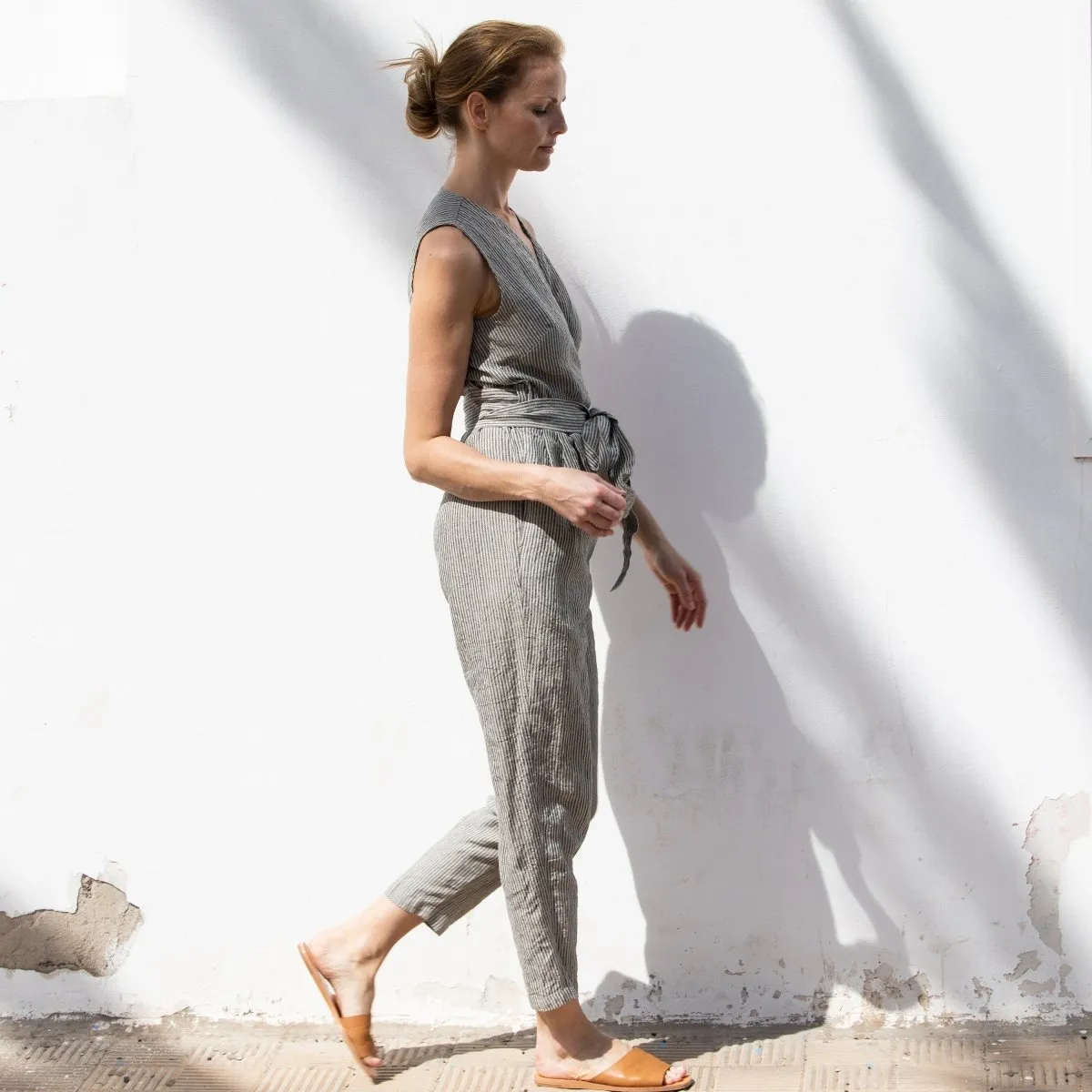 Sleeveless MARGARET wrap linen jumpsuit