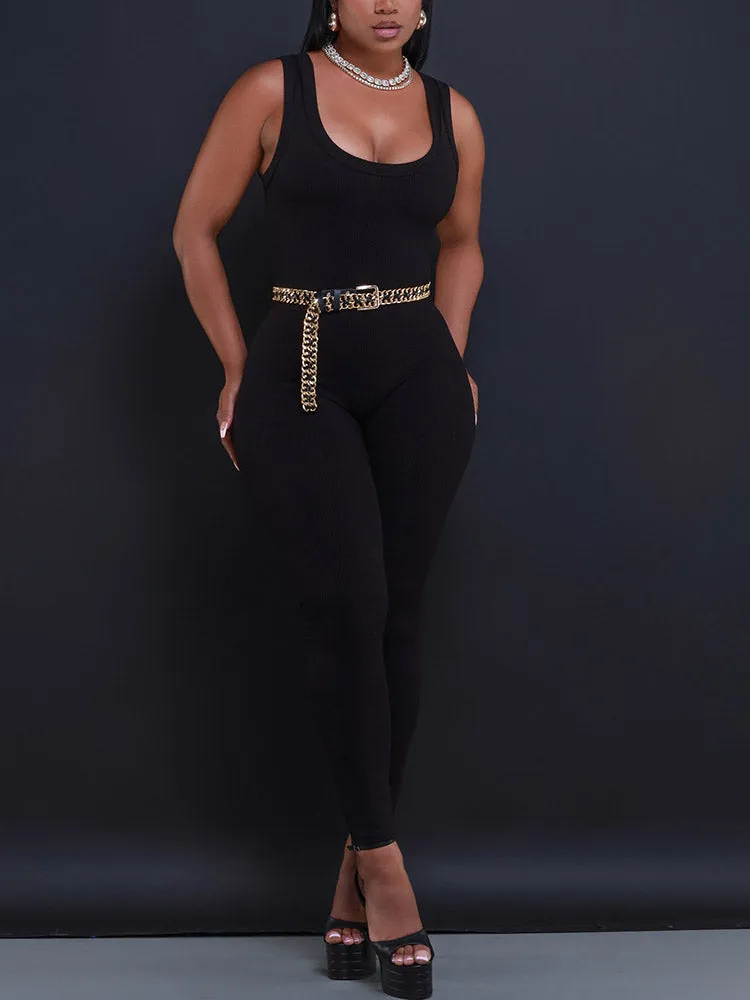 Solid Sleeveless Jumpsuit