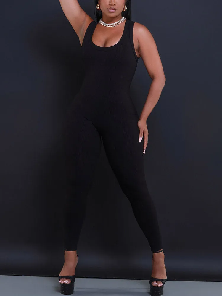 Solid Sleeveless Jumpsuit