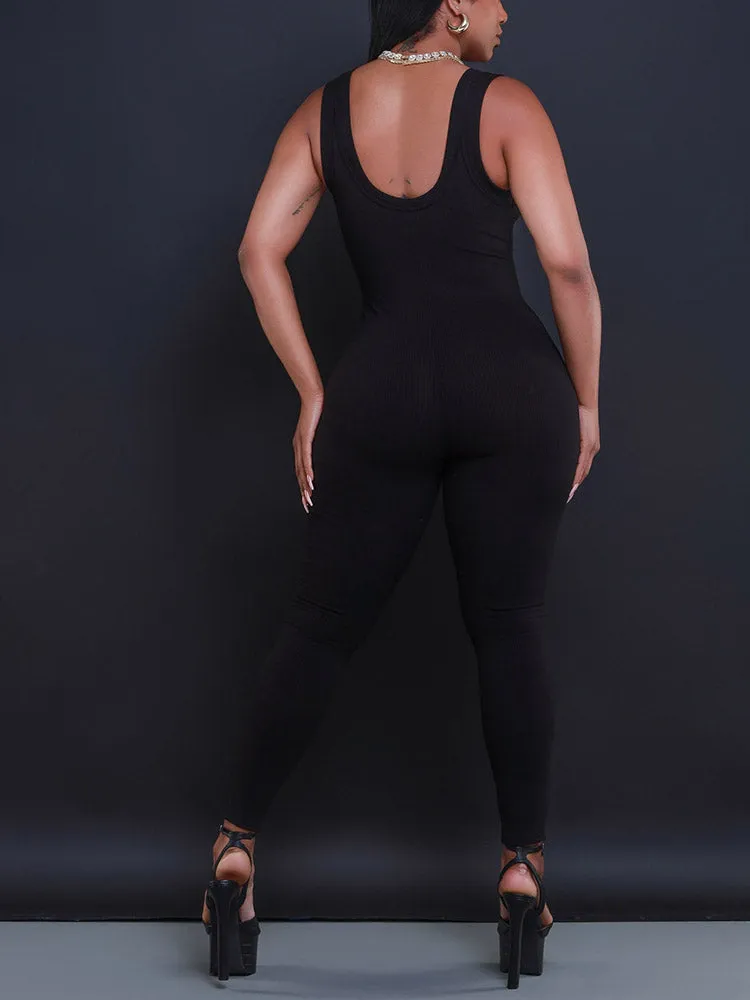 Solid Sleeveless Jumpsuit