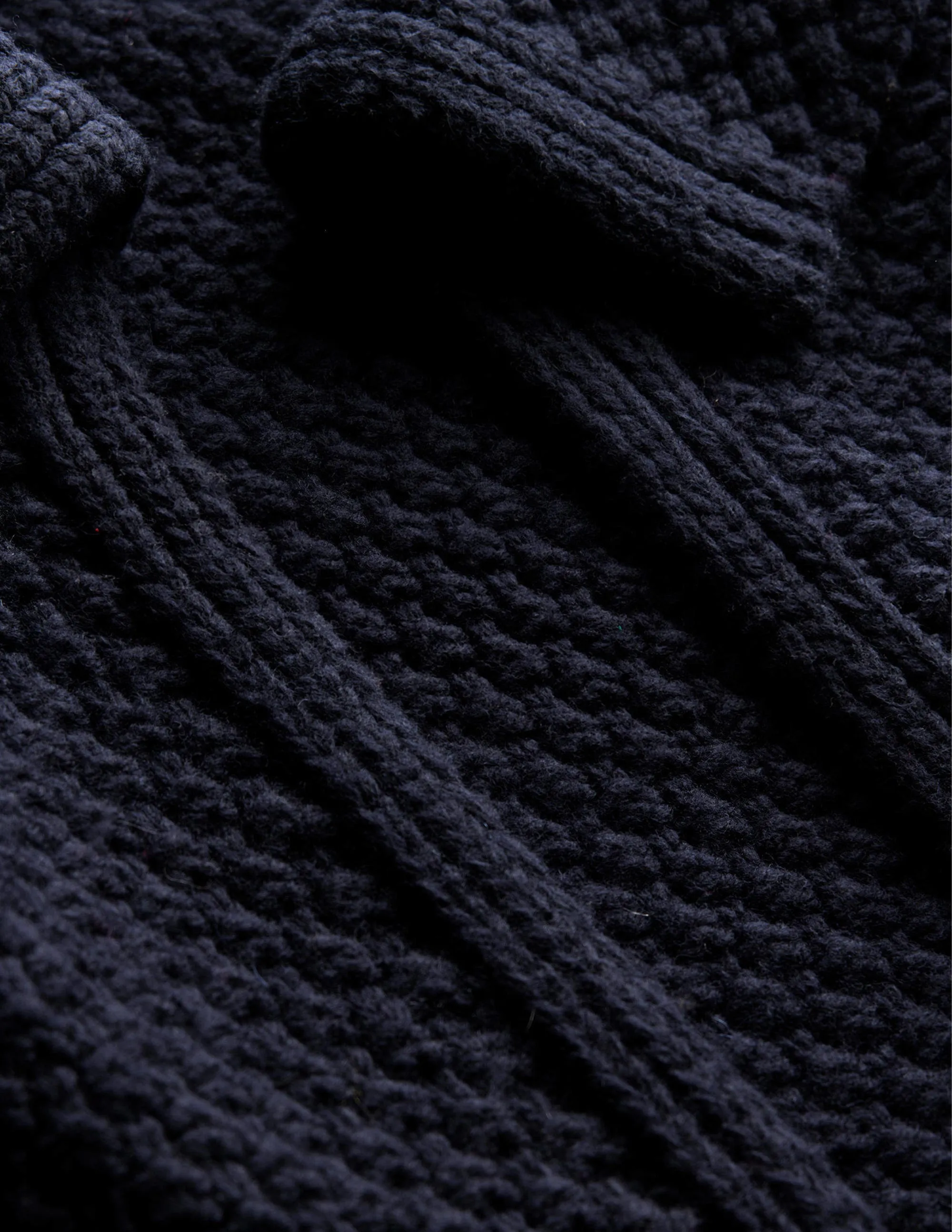 Textured Chunky Wool Coatigan-Navy