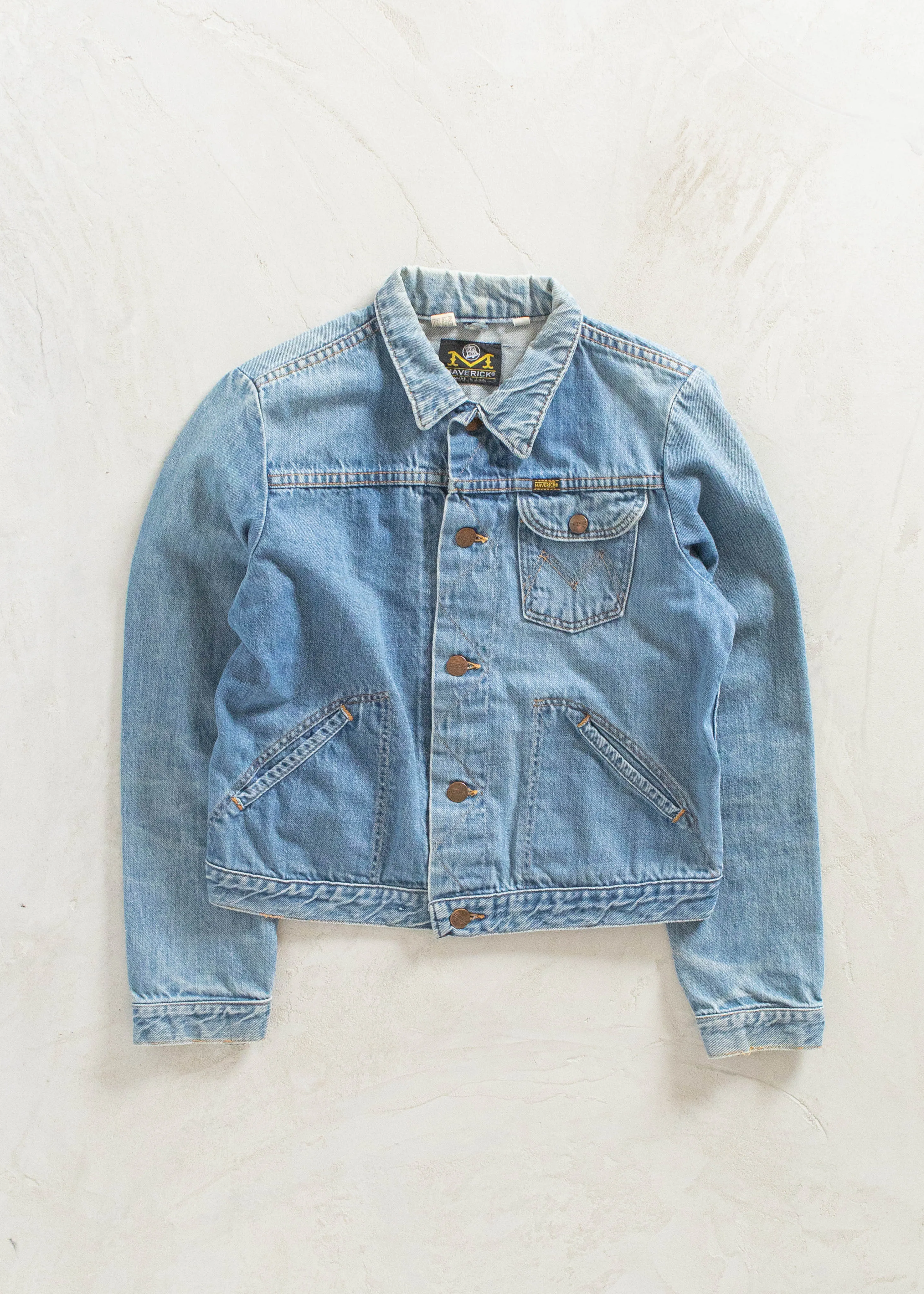 Vintage 1970s Maverick Selvedge Denim Trucker Jacket Size 2XS/XS